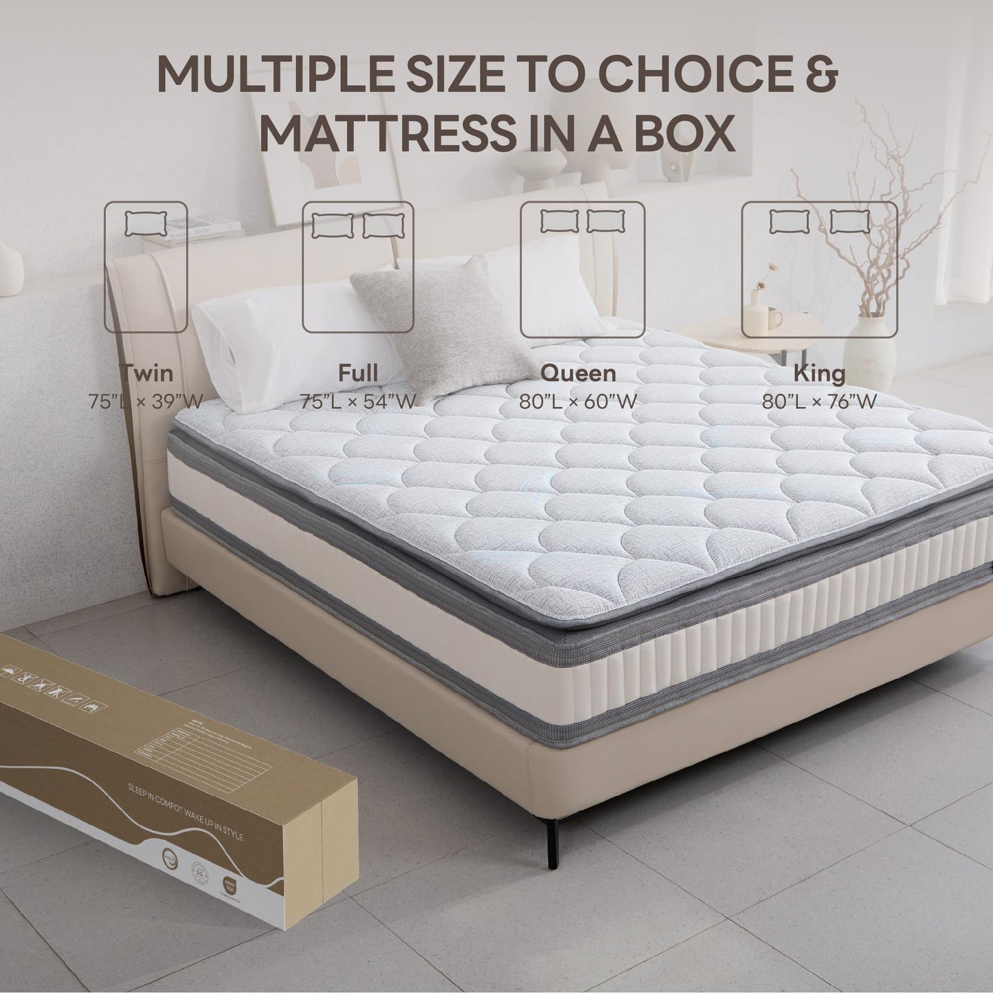 LIKIMIO King Mattress, 10 Inch Gel Memory Foam Mattress Zoned Pressure Relief with Medium Firm, Bed in a Box Individual Pocket Springs for Motion Isolation, SG Made, CertiPUR-US Certified