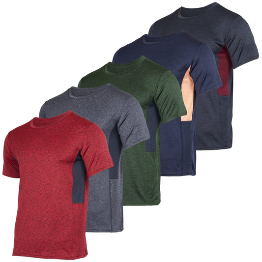 5 Pack Men’s Active Quick Dri Dry Fit Crew Neck T Shirts Athletic Running Gym Workout Short Sleeve Tee Tops Camisas Para Hombres Summer