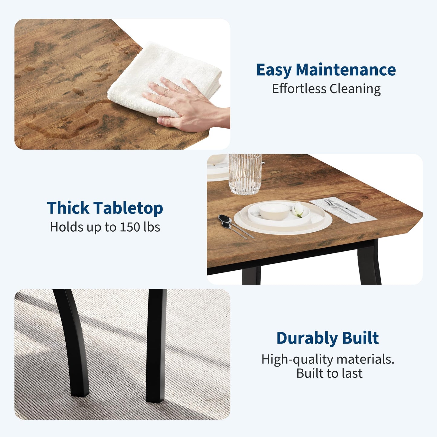 GAOMON Kitchen Table Set for 4, 4-Piece Dining Table with 2 Chairs and PU Upholstered Bench - Cutting Corner Tabletop Design, Space-Saving Kitchen Furniture for Studio, Restaurant, Retro