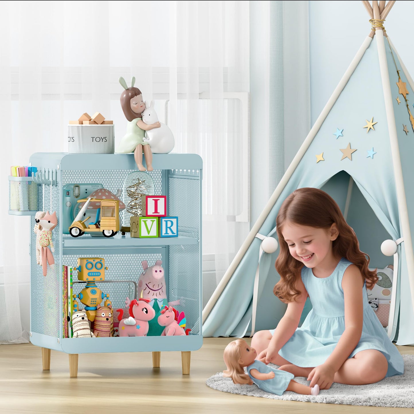 SYKIARIOL Kids Nightstand,Kids Bedside Table,Teen Girls Night Stand,Toddler Night Stand,End Table for Girls Room Storage,Mint Green Nightstand