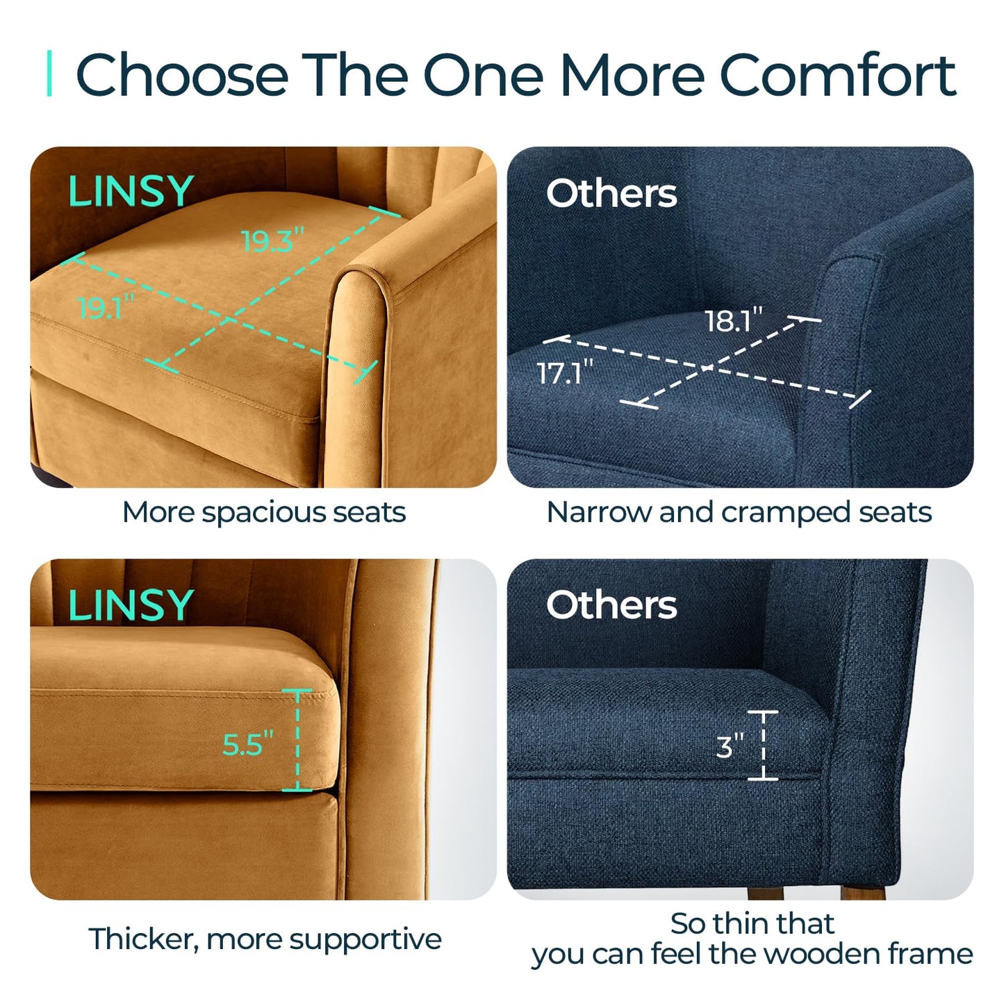 LINSY Accent Chair with Ottoman, Modern Barrel Chair Small Armchair Reading Chair with Footrest, Comfy Round Arms Chair for Living Room Bedroom Reading Room, Velvet, Yellow