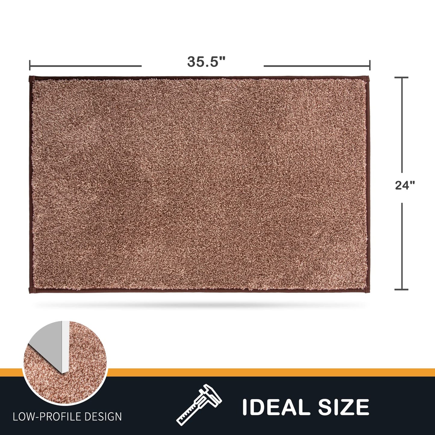 PURRUGS Dirt Trapper Door Mat 24" x 35.5", Non-Slip Machine Washable Entry Rug, Shoe Scraper, Dog Doormat, Super Absorbent Welcome Mat for Front & Back Door, Muddy Shoes & Paws, Brown-Light Cream