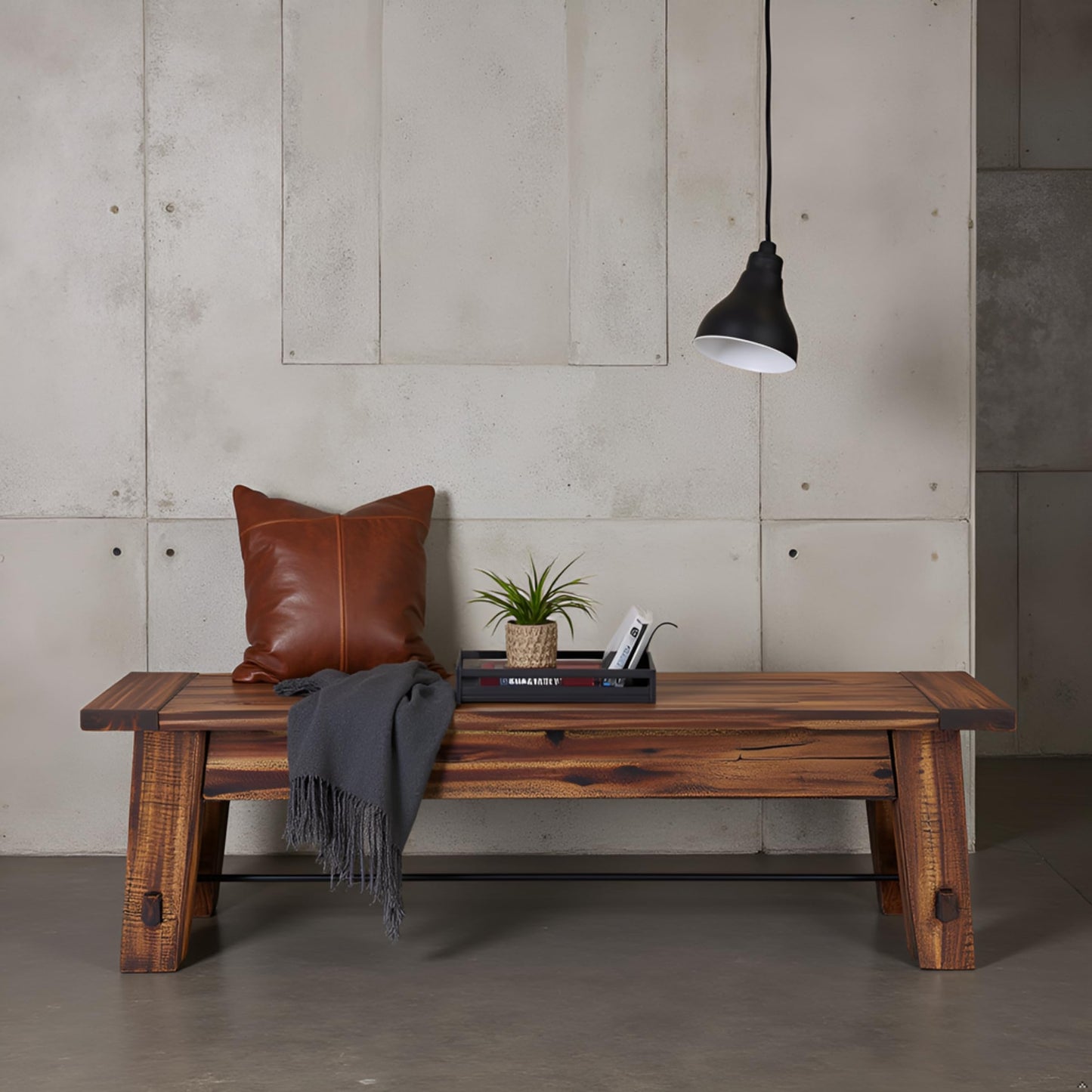 Durango Rustic Farmhouse Style 60-Inch Wood Bench - Industrial Modern Accent Furniture with Solid Wood Seat for Entryway, Dining Room, Hallway, Foyer, or Kitchen by Alaterre Furniture