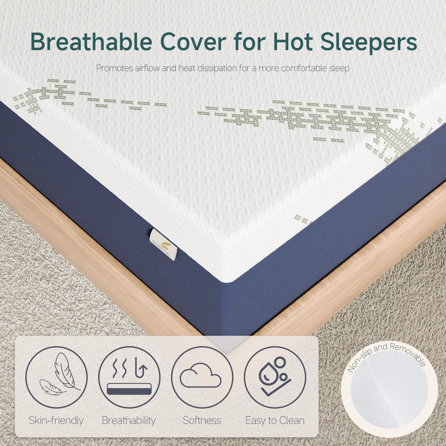 KONFEIN 12 Inch Queen Mattress, Gel Memory Foam Bed in a Box, Medium Firm, CertiPUR-US Certified, Pressure Relief, Comfortable Sleep for Couples, Adults, Guest Rooms