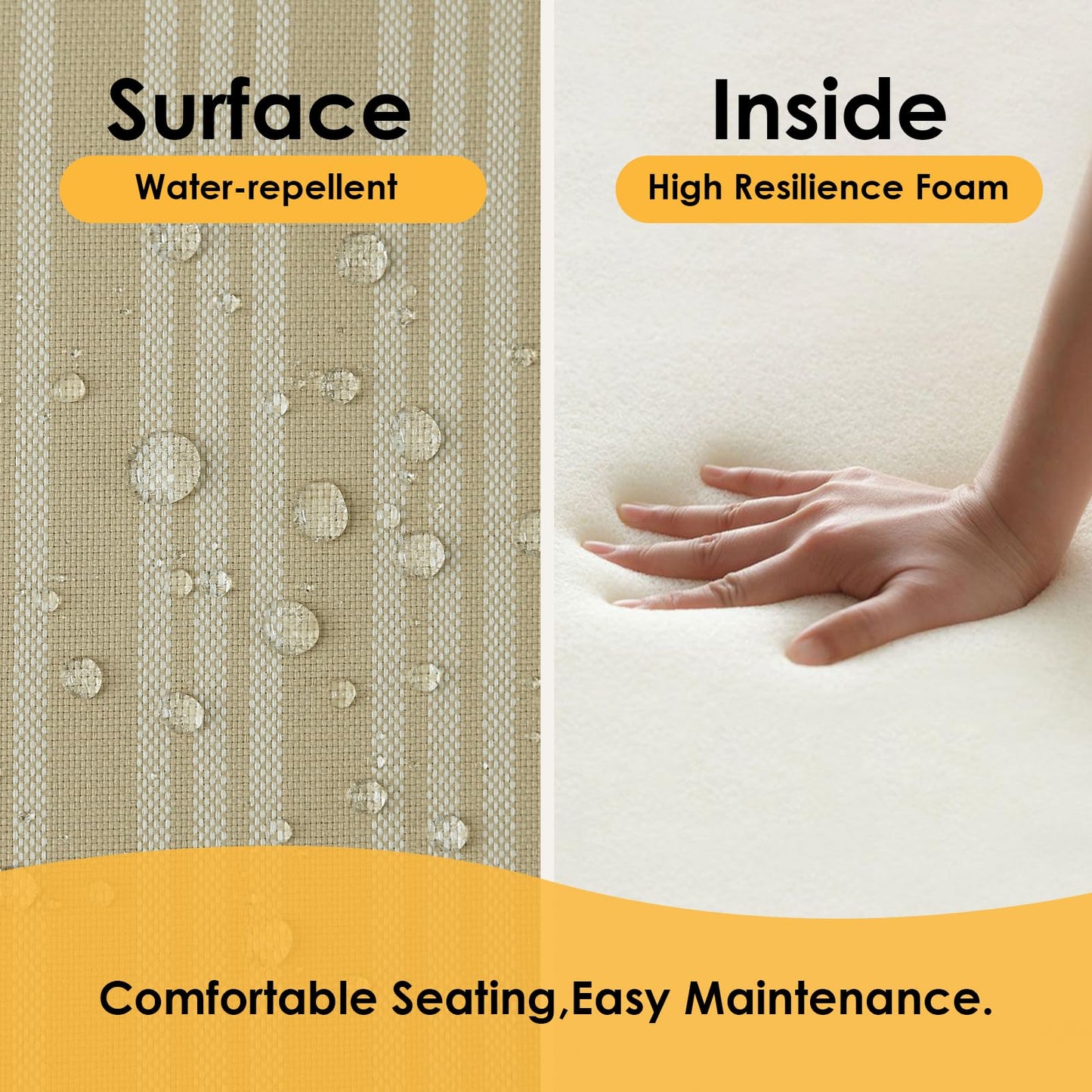 Supdurplus Outdoor Cushions for Patio Furniture Set of 2, 24"x24" Water Repellent Chair Cushions Removable Seat Bottom & Back Cushion Covers for Chair, Sofa, Couch, Beige Brown Stripe