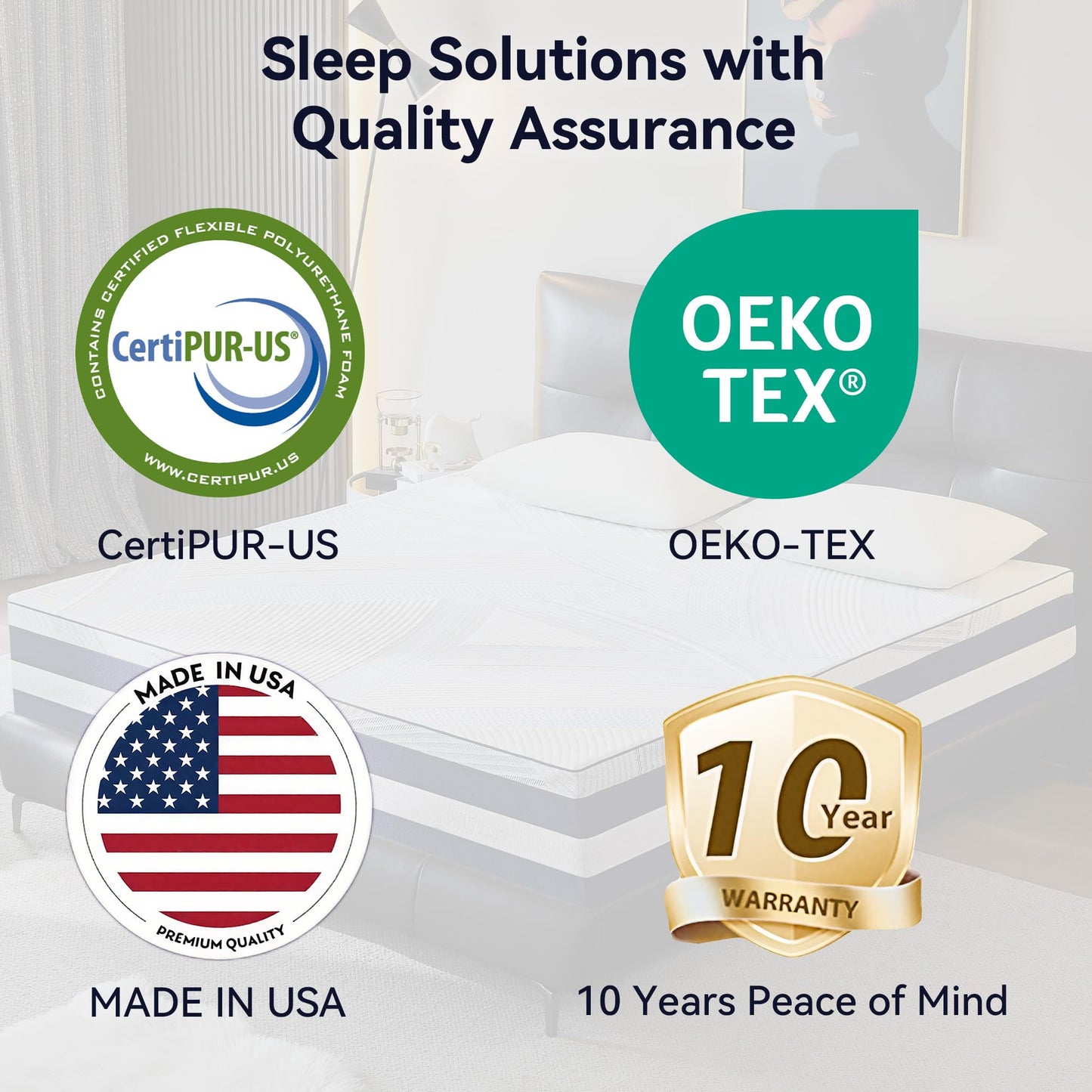 BedsPick 12 Inch Queen Mattress, Copper Gel Cooling Memory Foam Mattress, 2-in-1 Detachable Design, Pressure Relief, Made in USA, Medium Feel, CertiPUR-US Certified