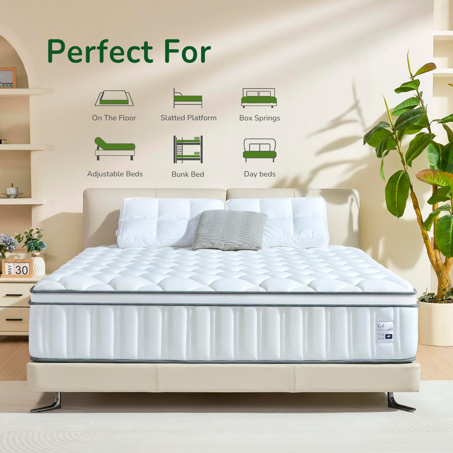 Sozlo Full Size Mattress, 12 Inch Full Mattress in a Box, Cooling Gel and Individual Pocket Springs for Motion Isolation & Edge Support, Medium Firmness for Pressure Relief