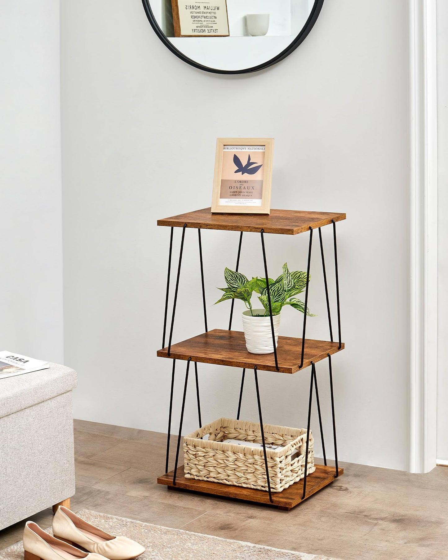 KJGKK Tall End Table, Small Side Table, 29 inch High Entryway Table, Bedside Table for Living Room, Bedroom and Office, Rustic Brown
