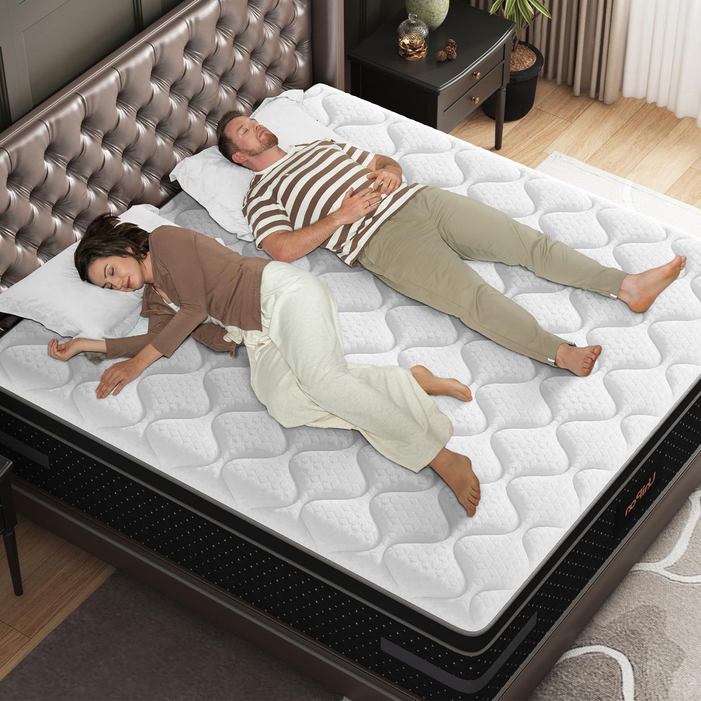 Queen Mattress 14 Inch-Premium Hybrid Mattresses in a Box with Air-Flow Individual Pocket Spring for Motion-Isolation & Pain Relief-Fiberglass Free Bed with 365 Night Trial, CertiPUR-US Certified