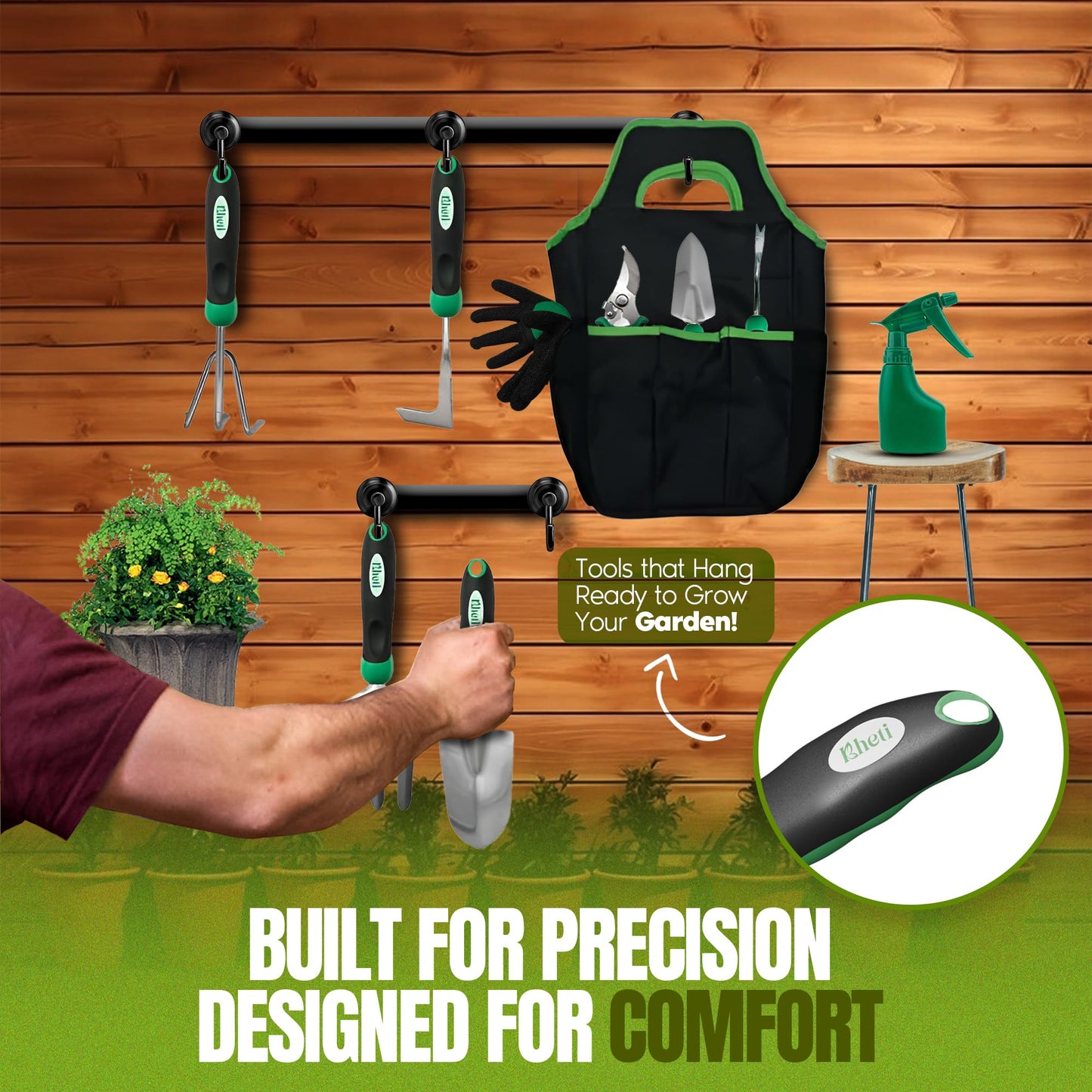 KHETI 𝗡𝗲𝘄𝗲𝘀𝘁 11-Piece Heavy Duty Stainless Steel Garden Tool Set – Includes Spade, Shovel & More, Perfect for Digging & Plant Care, Ideal Gift for Women & Mothers