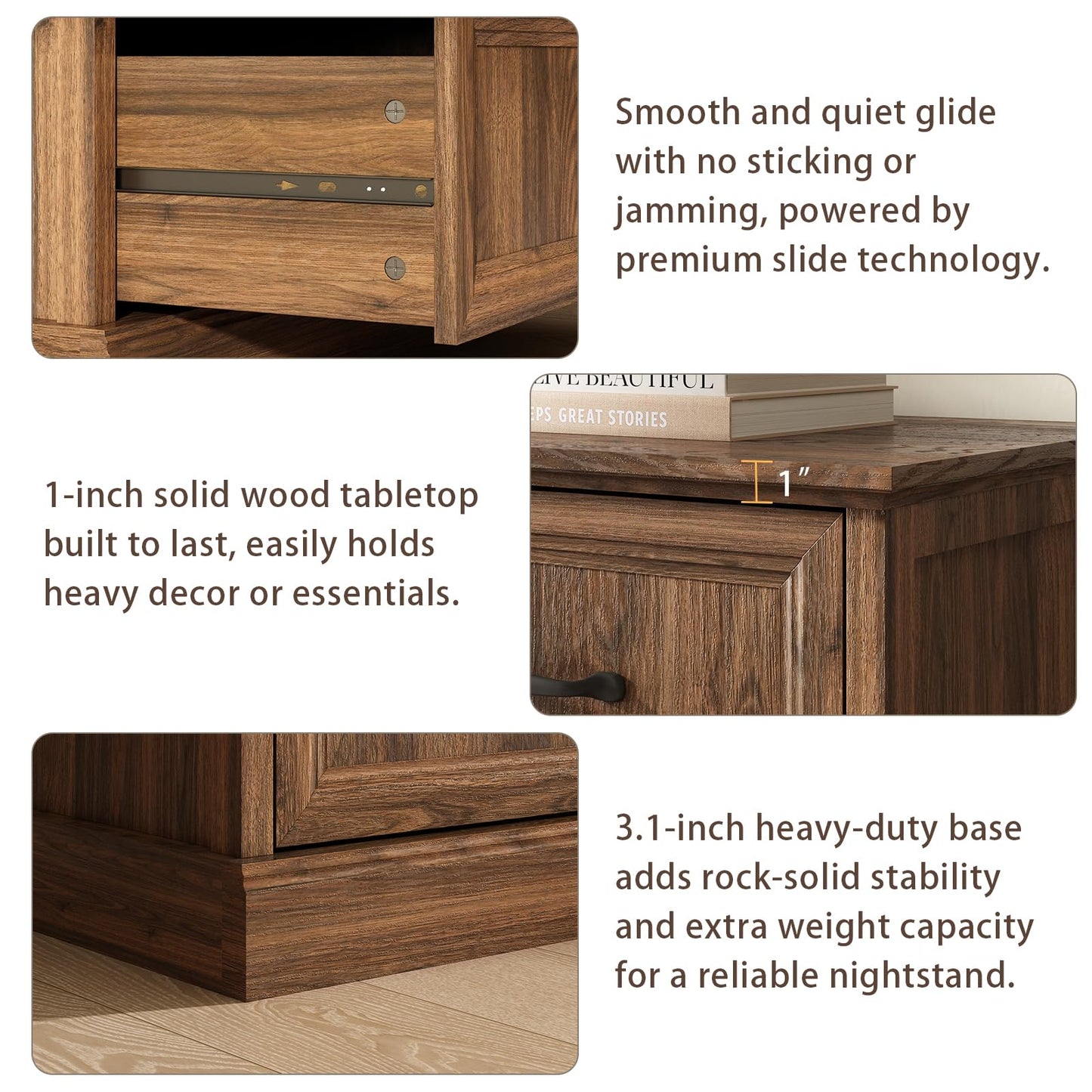 Farmhouse 9 Drawer Dresser for Bedroom, 55 Inch Wide Modern Walnut Dresser TV Stand with Large Drawers & Bar Handles, Rustic Wood Chest of Drawers for Bedroom, Living Room, Hallway, Entryway.
