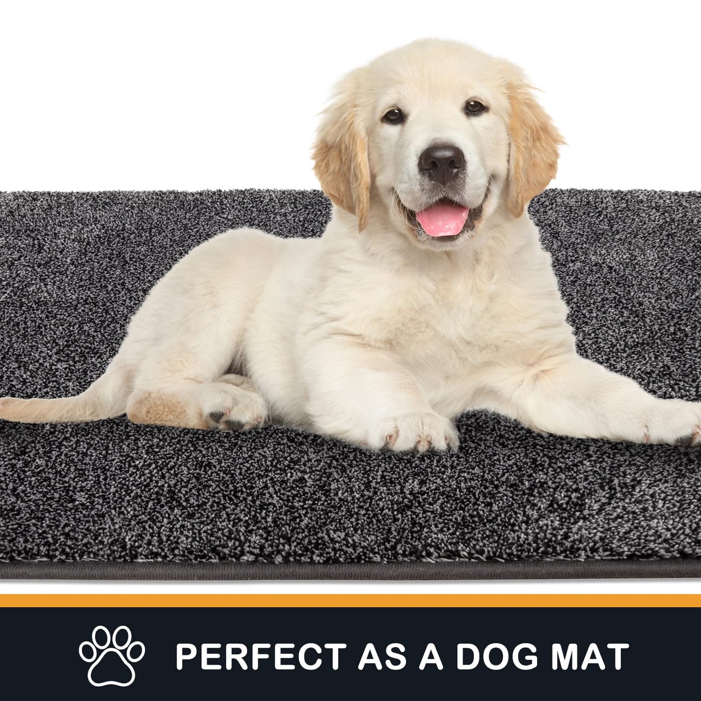 PURRUGS Dirt Trapper Door Mat 24" x 35.5", Non-Slip Machine Washable Entry Rug, Shoe Scraper, Dog Doormat, Super Absorbent Welcome Mat for Front & Back Door, Muddy Shoes & Paws, Light Grey-Dark Grey