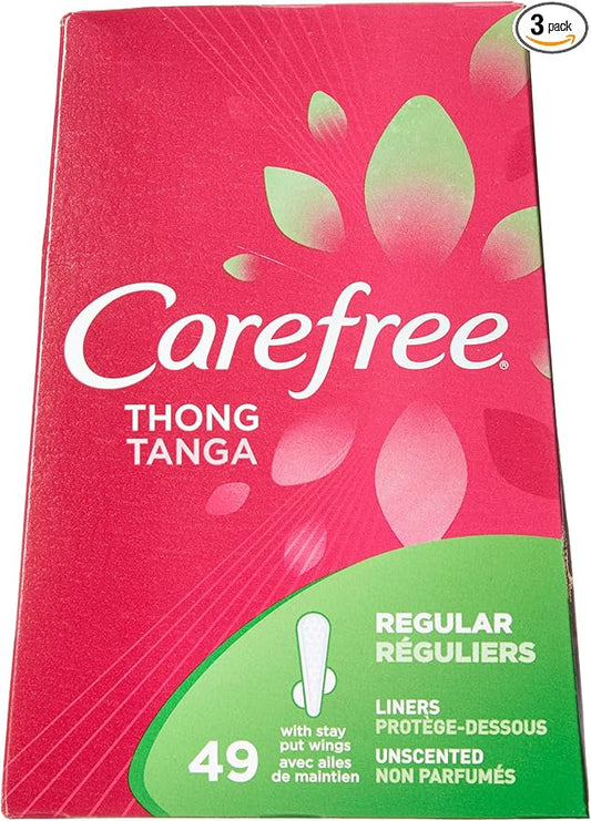 Carefree Thong Pantiliners-Unscented- 49 Count (Pack of 3)