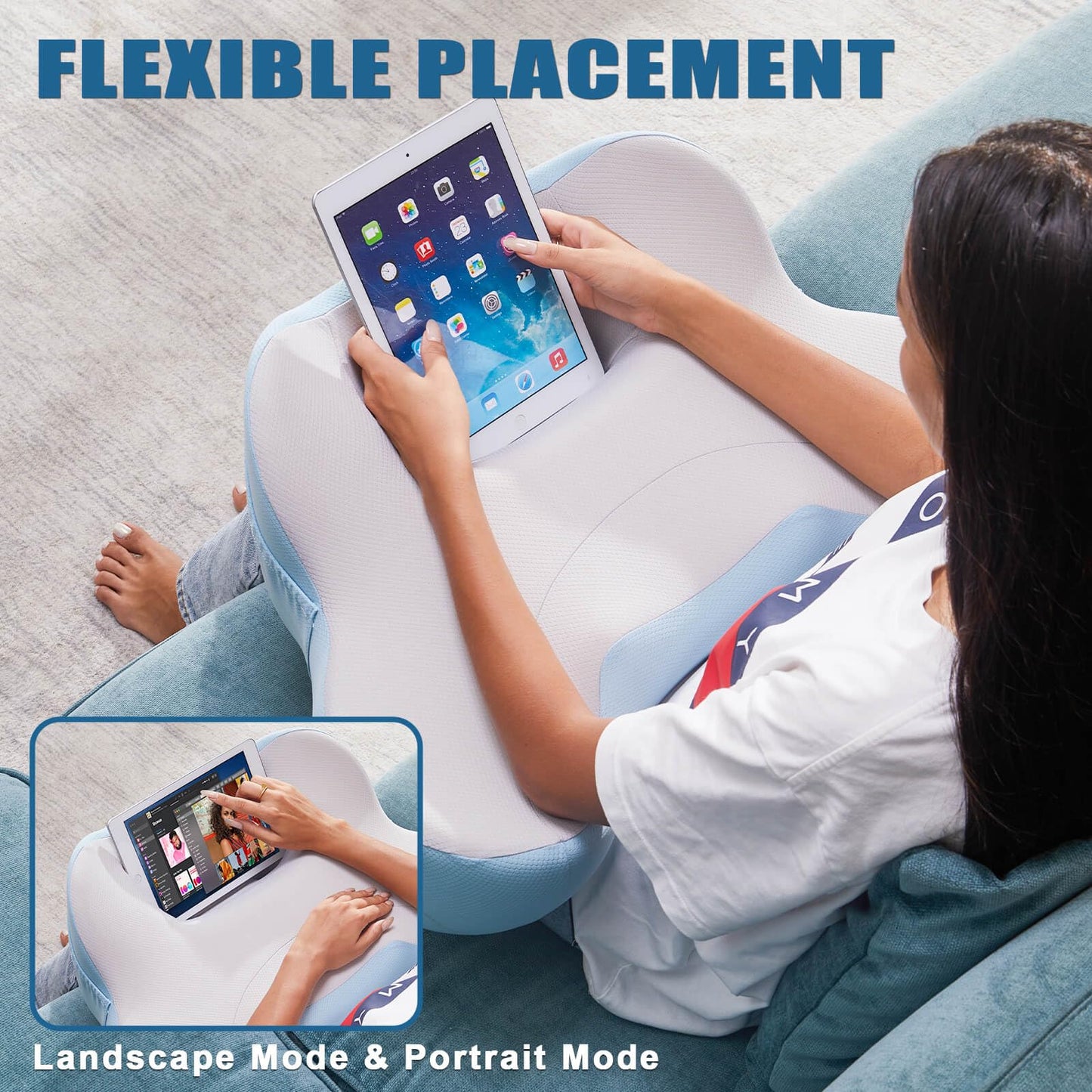cooloo8 Reading Pillow, Lap Desk, Lap Desk with Cushion, Soft Laptop Pillow for Lap, Portable Desk Pillow, Gaming Pillow Work Pillow for Bed, Couch, Car