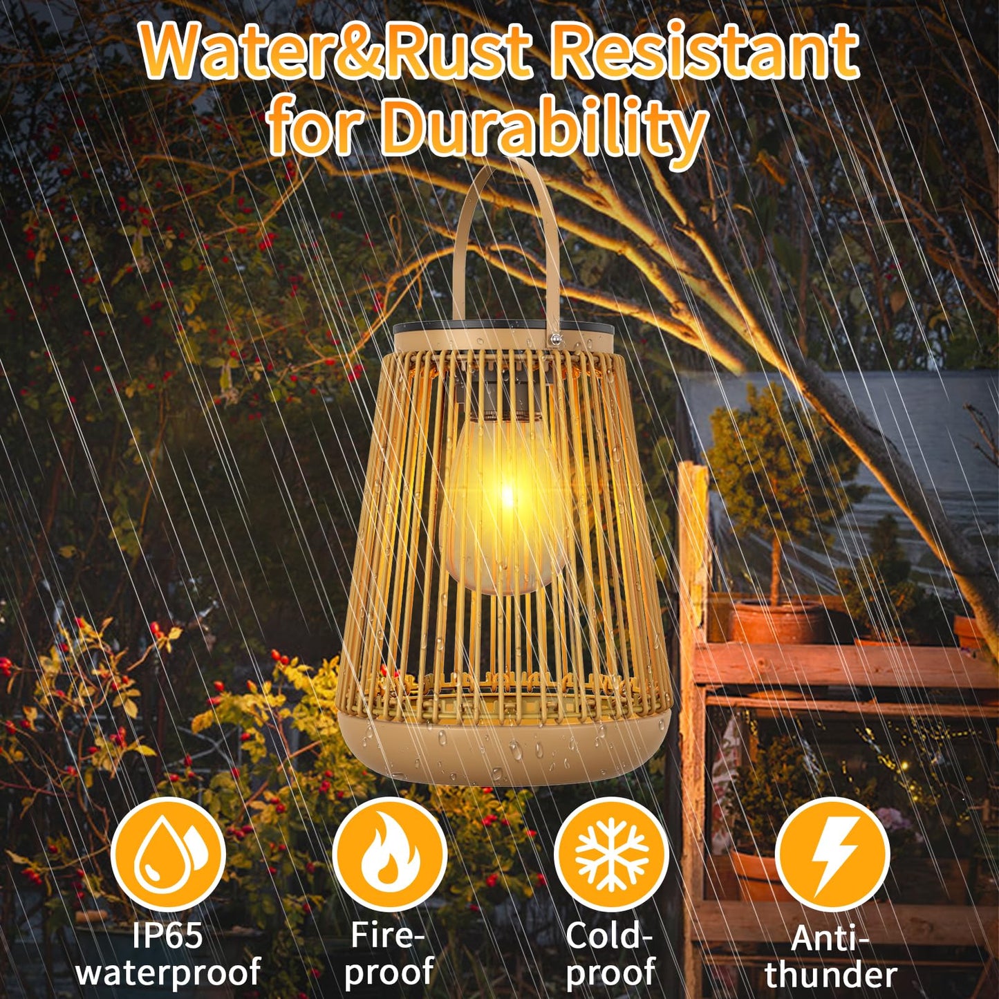 Solar Lanterns, KagoLing Solar Lights Outdoor Waterproof Hanging Hand-Woven Lanterns, Garden Decor Gifts for Women, Outdoor Table Camping Lights for Outside Garden, Yard, Patio, Porch, Trees, 2 Pack
