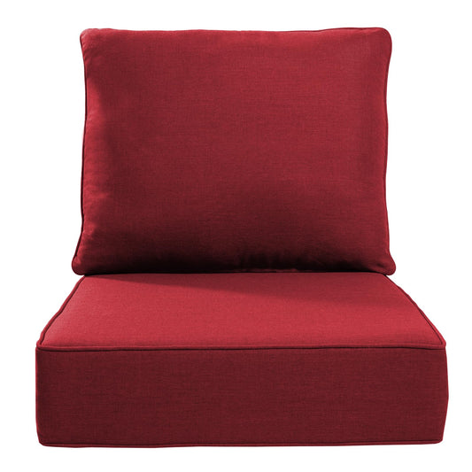 ACTREST Luxury 24x24x6 Outdoor Cushions - Water&UV&Fade Resistant 1 Set Zippered Patio Chair Back&Seat Cushion for Wicker Dining Rocking Swivel Chairs Loveseat Couch Sectional Sofa - Red