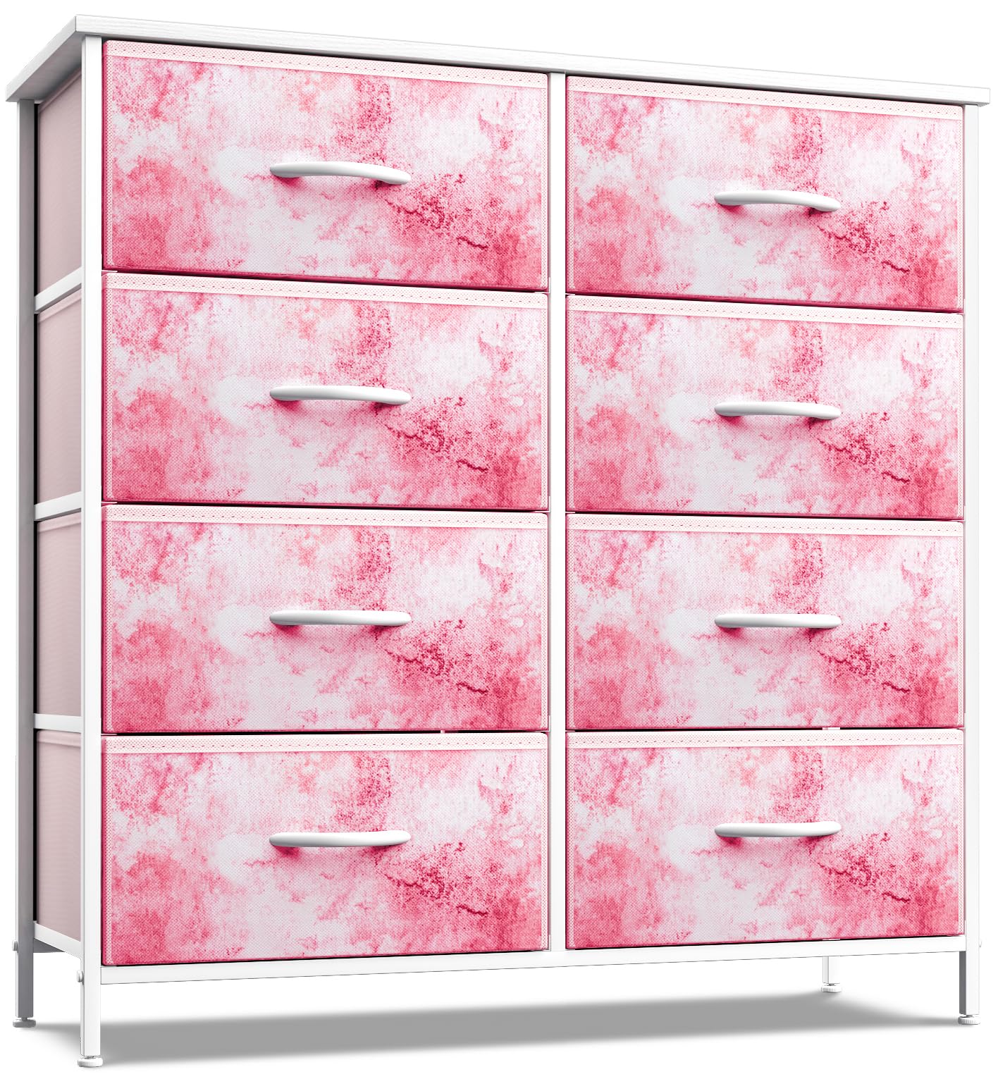 Sorbus Dresser with 8 Drawers - Furniture Storage Chest Tower Unit for Bedroom, Hallway, Closet, Office Organization - Steel Frame, Wood Top, Easy Pull Fabric Bins (8-Drawer, Pink)