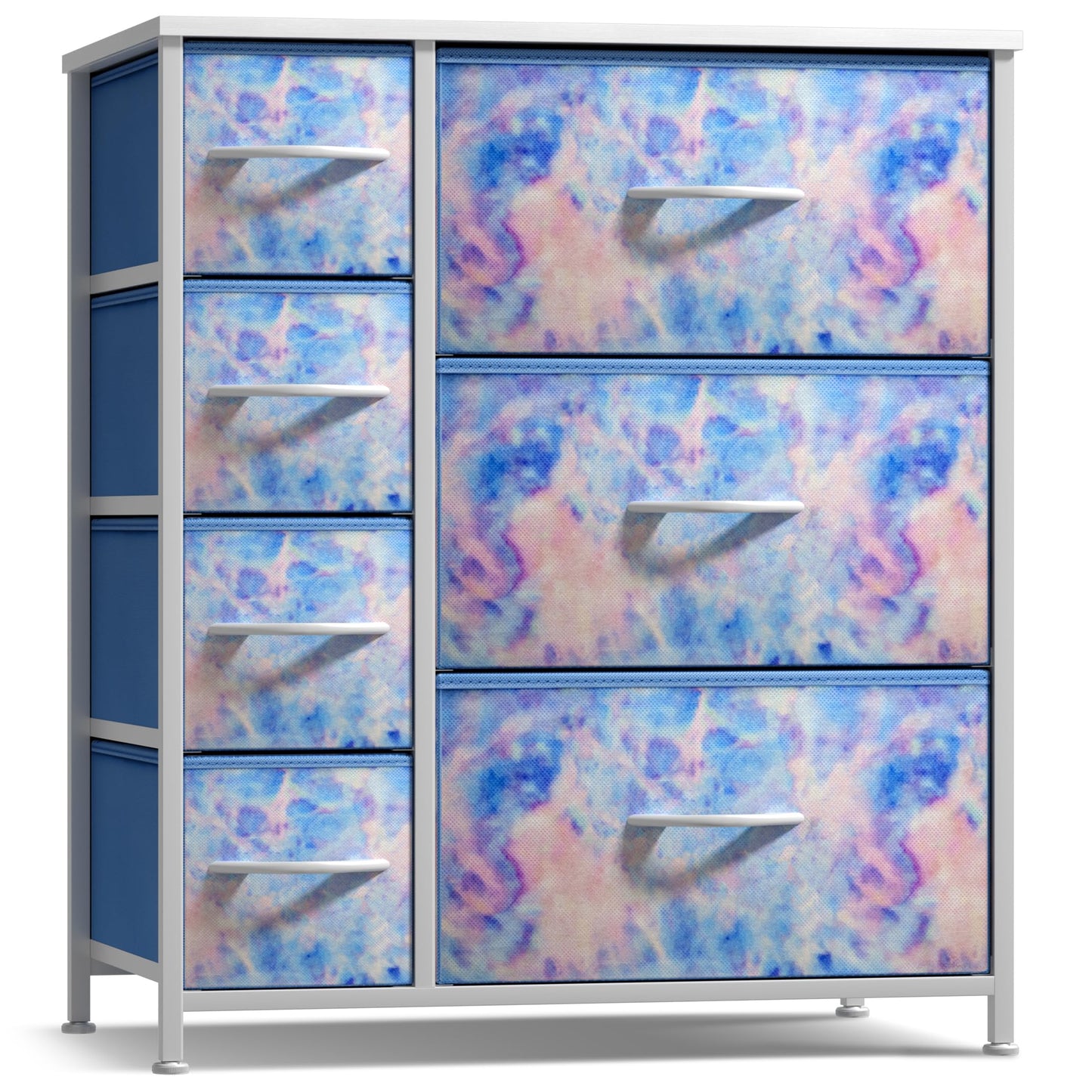 Sorbus Kids Dresser with 7 Drawers - Storage Chest Organizer Unit with Steel Frame, Wood Top & Handles, Tie-dye Fabric Bins for Clothes - Wide Furniture for Bedroom Hallway Kids Room Nursery & Closet