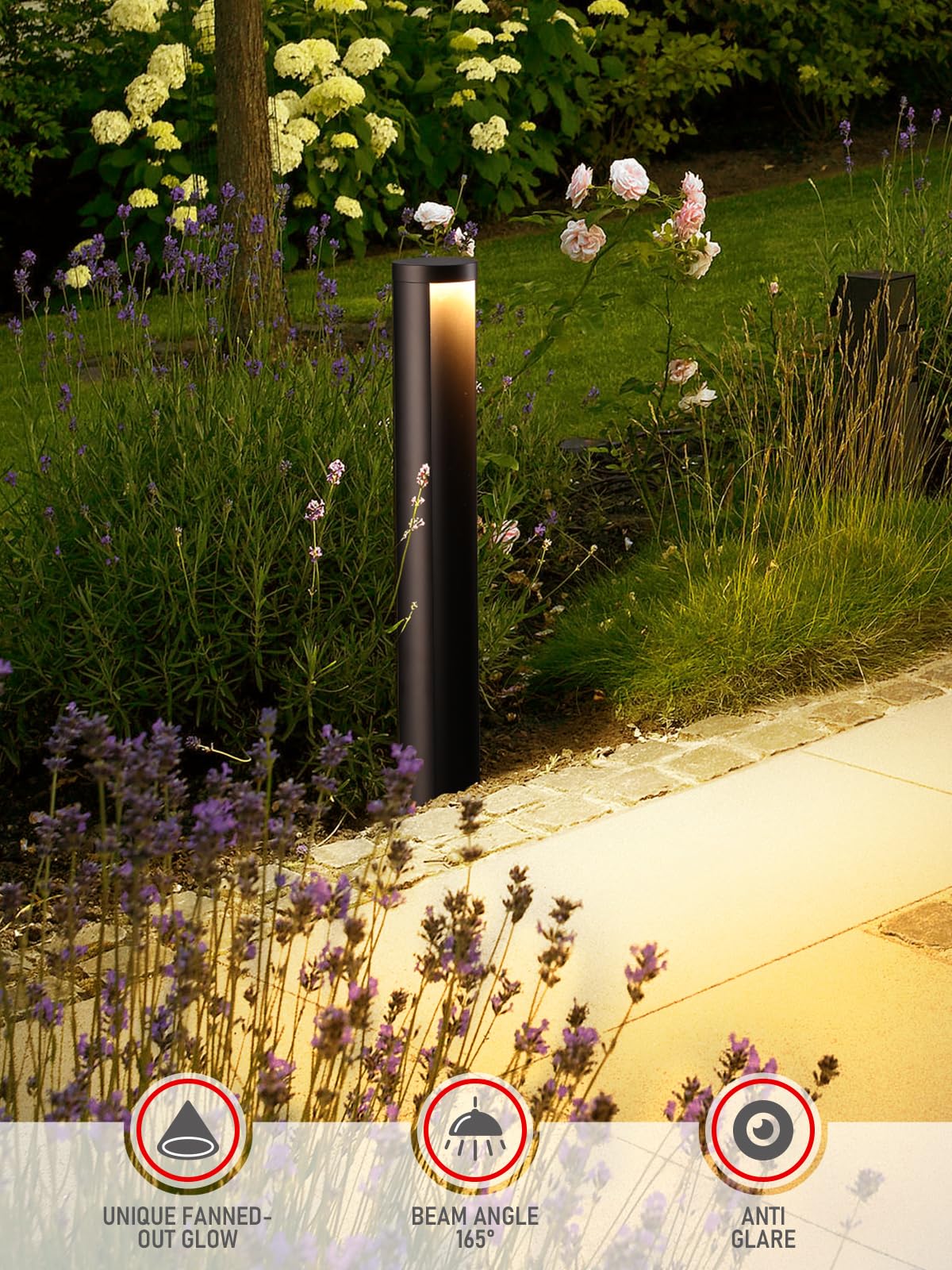 LEONLITE Low Voltage Landscape Lights 5CCT, 5W Anti-Glare LED Pathway Lights, Die-Casted Aluminum Housing, IP65 Waterproof for Outdoor Path Sidewalk Walkway, 1800K-5000K, ETL, Pack of 6