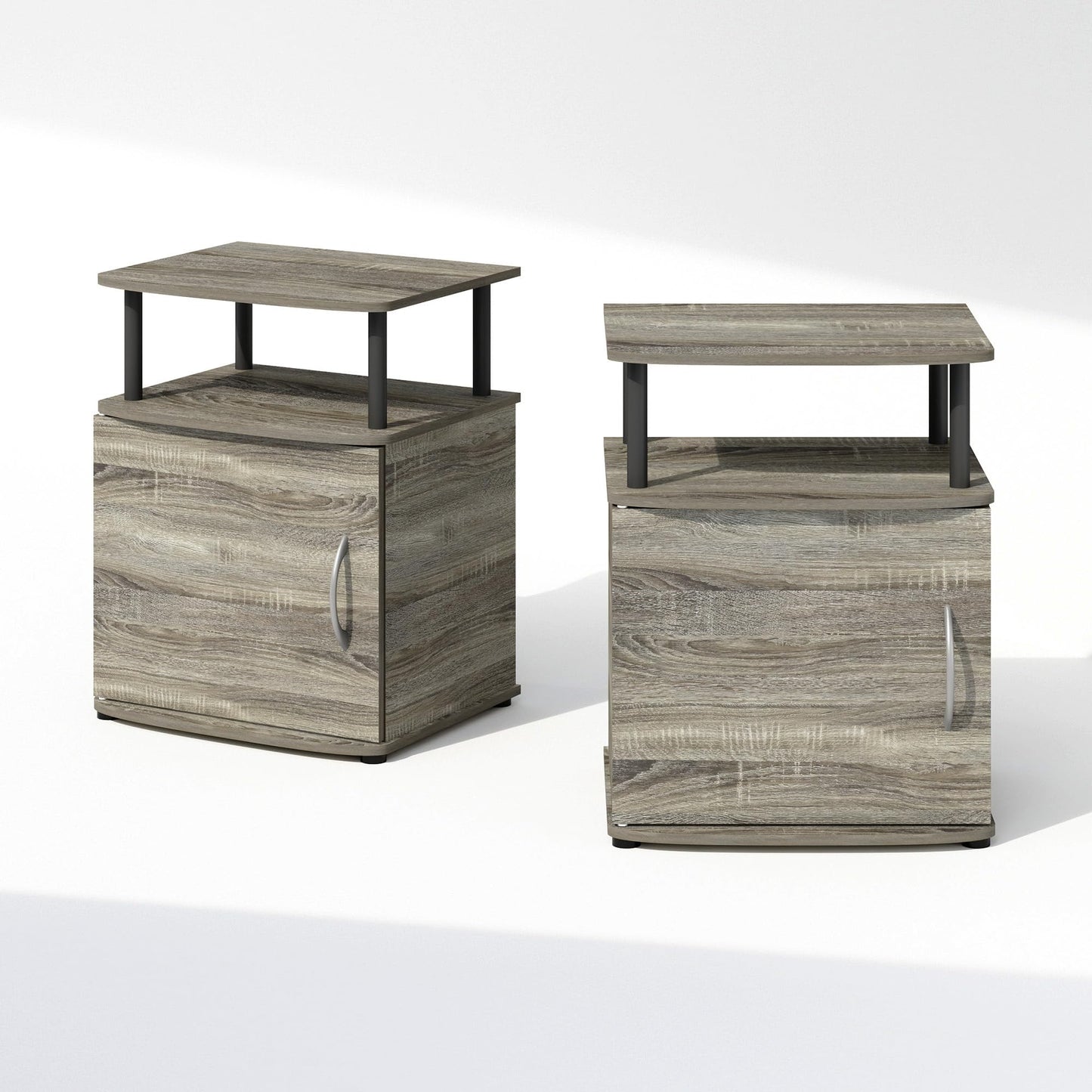 Furinno Tidur Utility Design Nightstand, Bedside Table, Black, Set of 2
