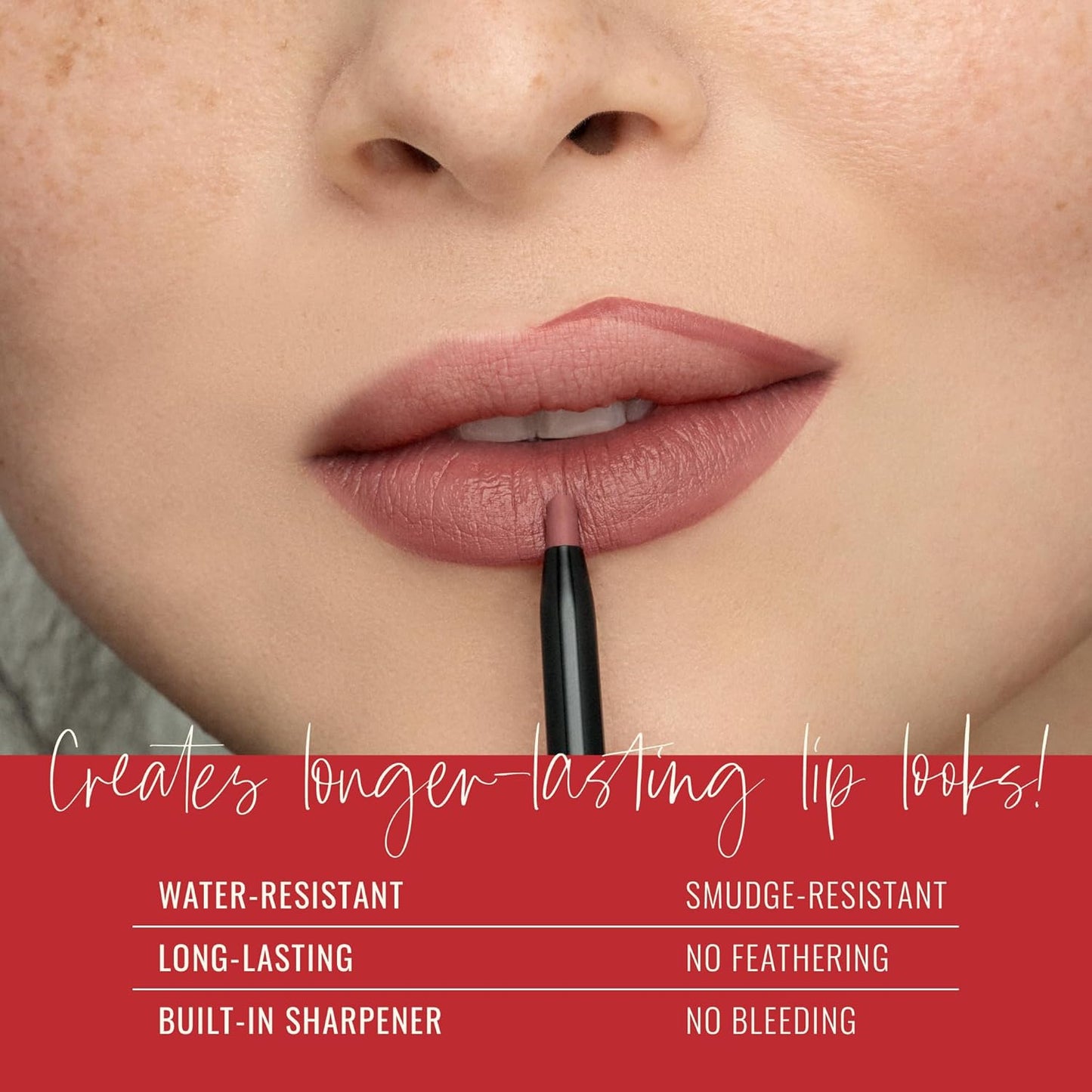 Runway Rogue Designer Liner Lip Pencil, Matte Light Sandy-Beige Lip Liner Pencil and Lip Liner Sharpener, ‘Spotlight’