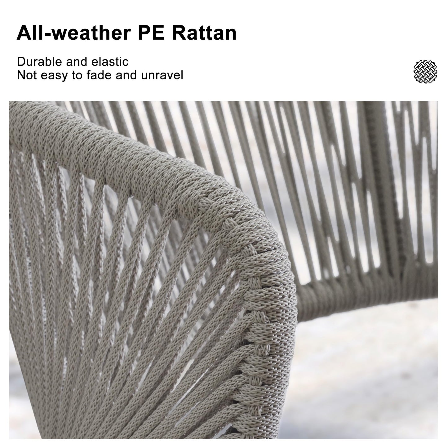 PURPLE LEAF Bar Stool Set of 2 Outdoor Bar Chairs with Backrest Bar Height Stools Rattan Stool Wicker Dark Gray Barstools