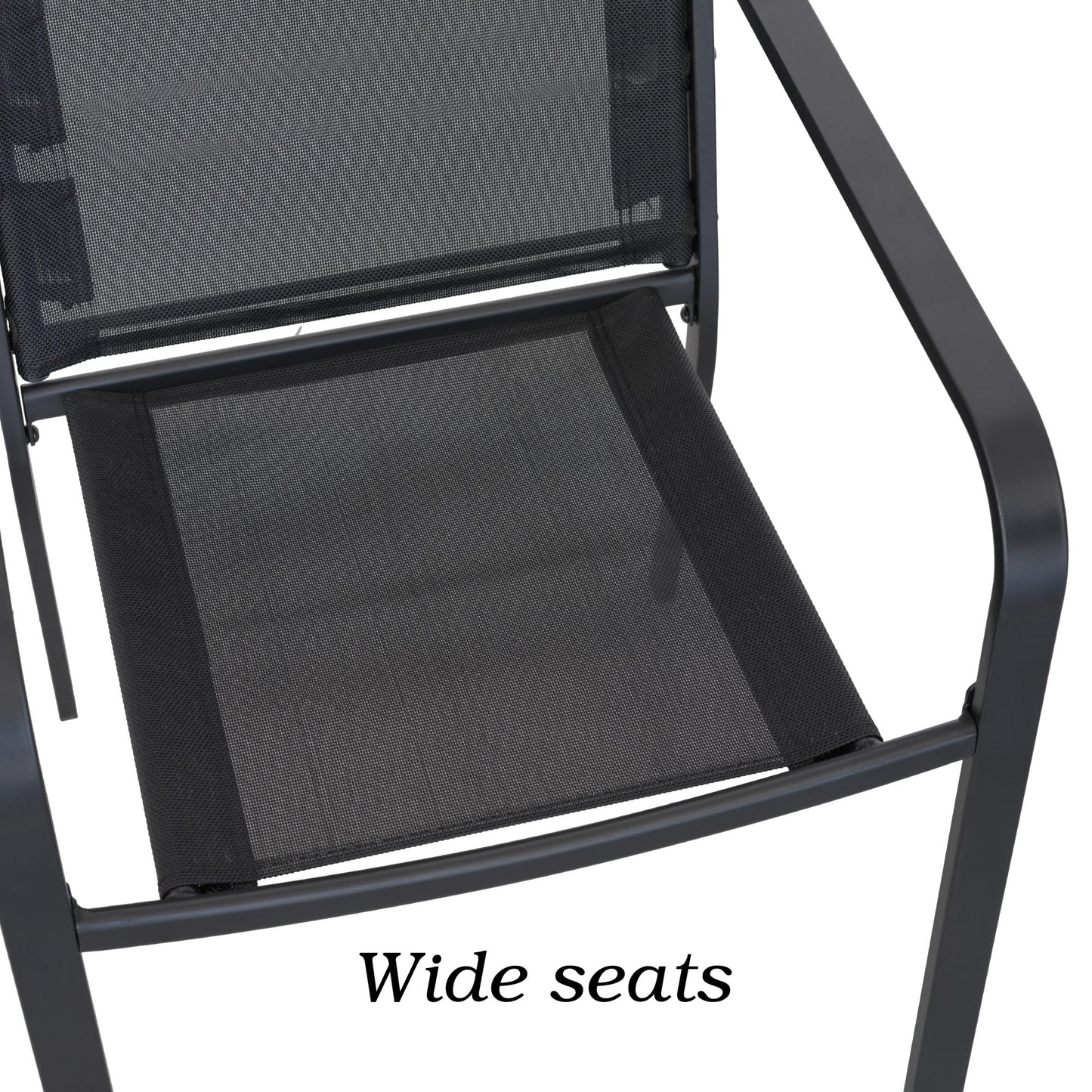 Anmutig Patio Dining Chairs Set of 6, Outdoor Stackable Dining Furniture Set, All Weather Dining Set for Lawn, Garden, Backyard, Poolside Black