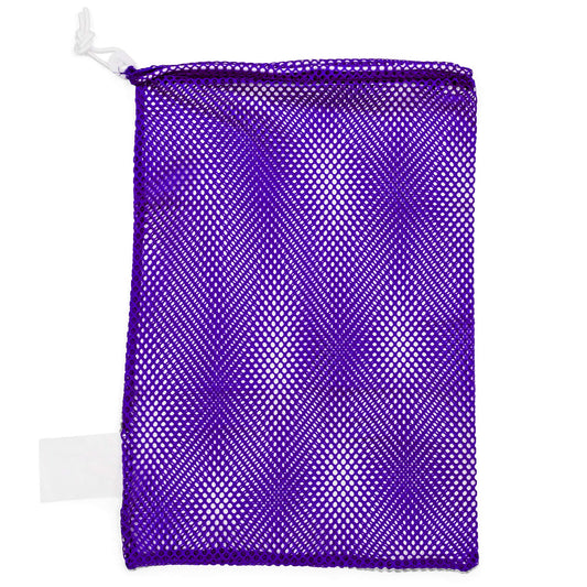 Champion Sports Mesh Sports Equipment Bag, Purple, 12x18 Inches - Multipurpose, Nylon Drawstring Bag with Lock and ID Tag for Balls, Beach, Laundry