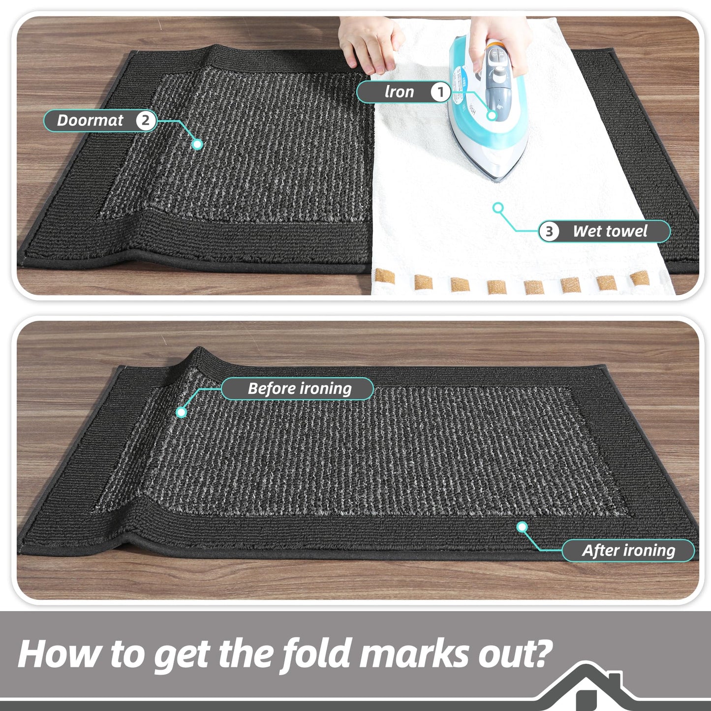 BEQHAUSE Indoor Door Mat 20" x 32", Dirt Trapper Door Mats Non-Slip Entryway Rugs Washable, Resist Dirt Absorbent Welcome Mat, Low Profile Floor Mats for Front Back Door and Entryway, Charcoal
