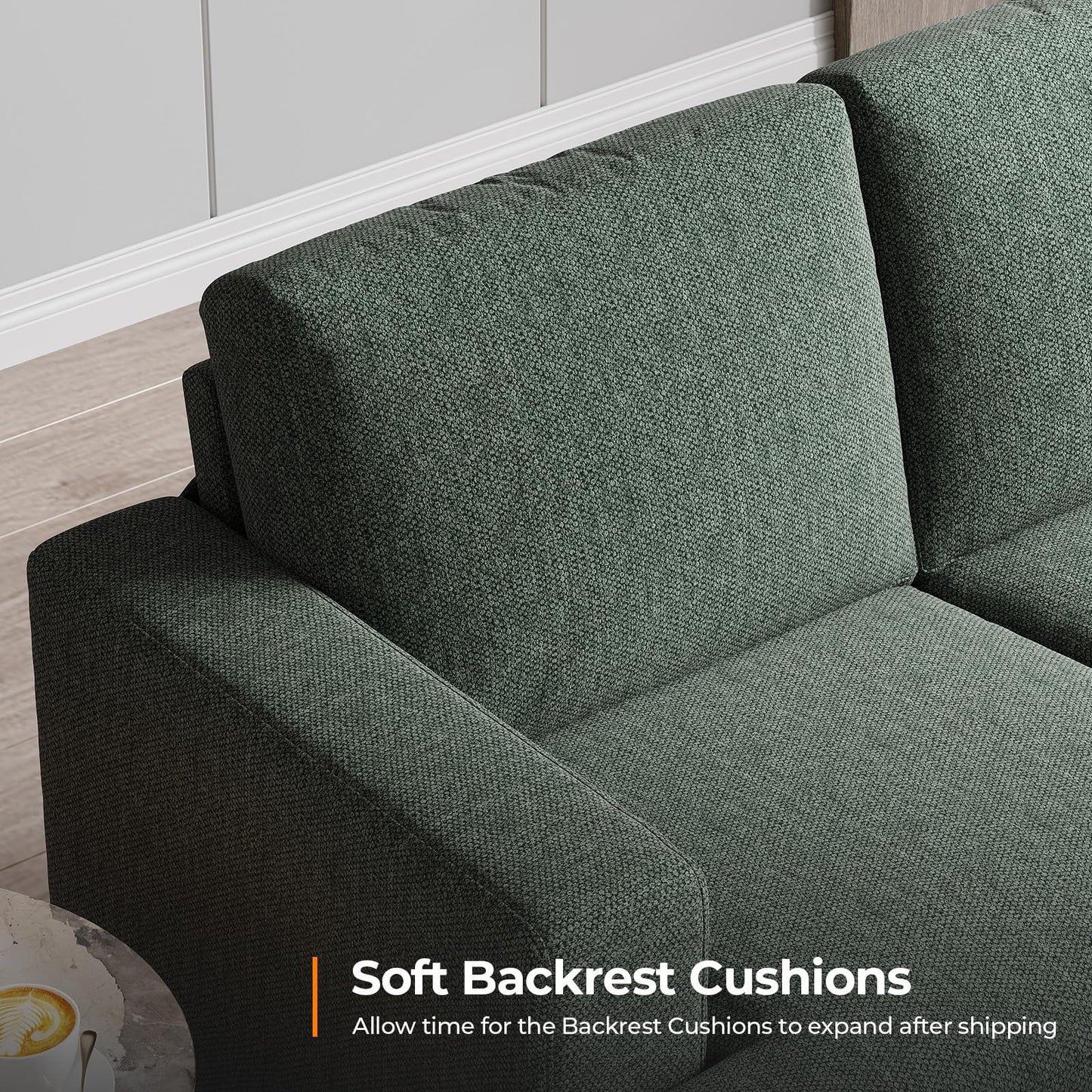 COPIAE 89 Inch Sofa with Extra Deep Seats Oversize, 3 Seater Sofa for Living Room,Modern Couch and Sofa, Comfy Armrests and Seats and Backrests, Easy Installation, Light Green