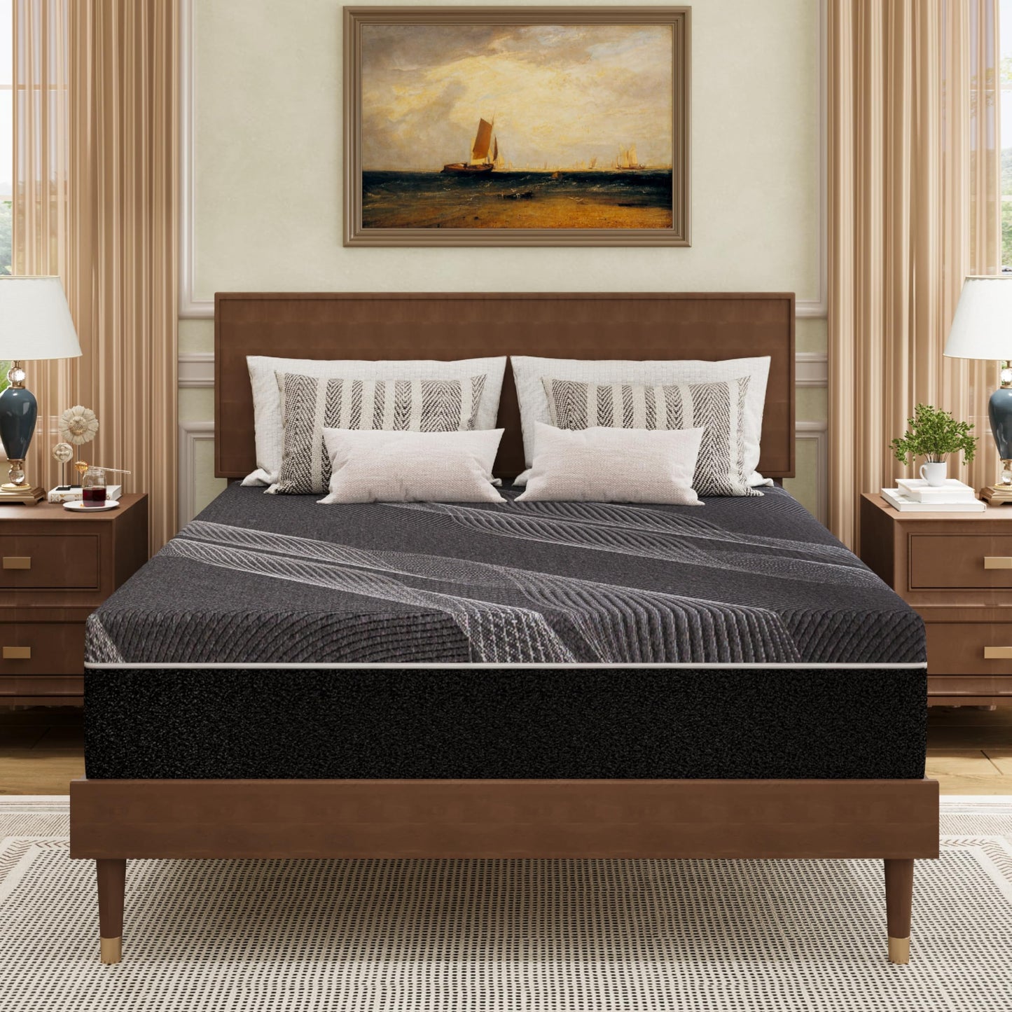 Dyonery Queen Mattress 10 Inch Charcoal Gel Memory Foam in a Box, CertiPUR-US Certified, Fiberglass Free, Cooling Double Mattress, Made in The USA of US Foam, 80" × 60" × 10", Medium