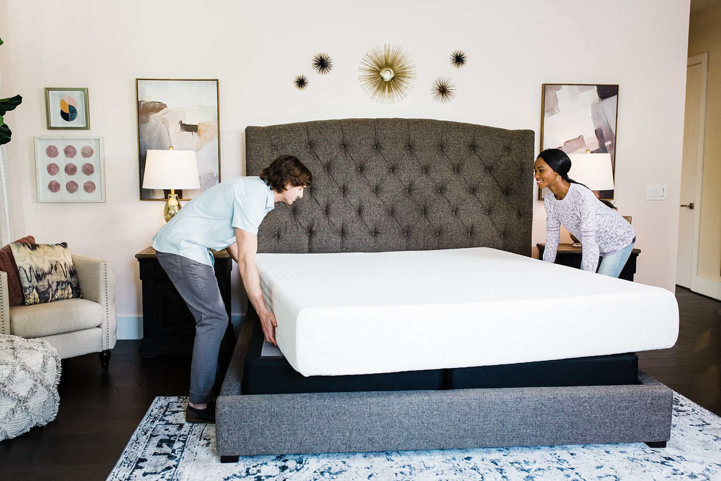 Signature Design by Ashley King Size Chime 12 Inch Medium Firm Memory Foam Mattress with Green Tea & Charcoal Gel for Pressure Relief