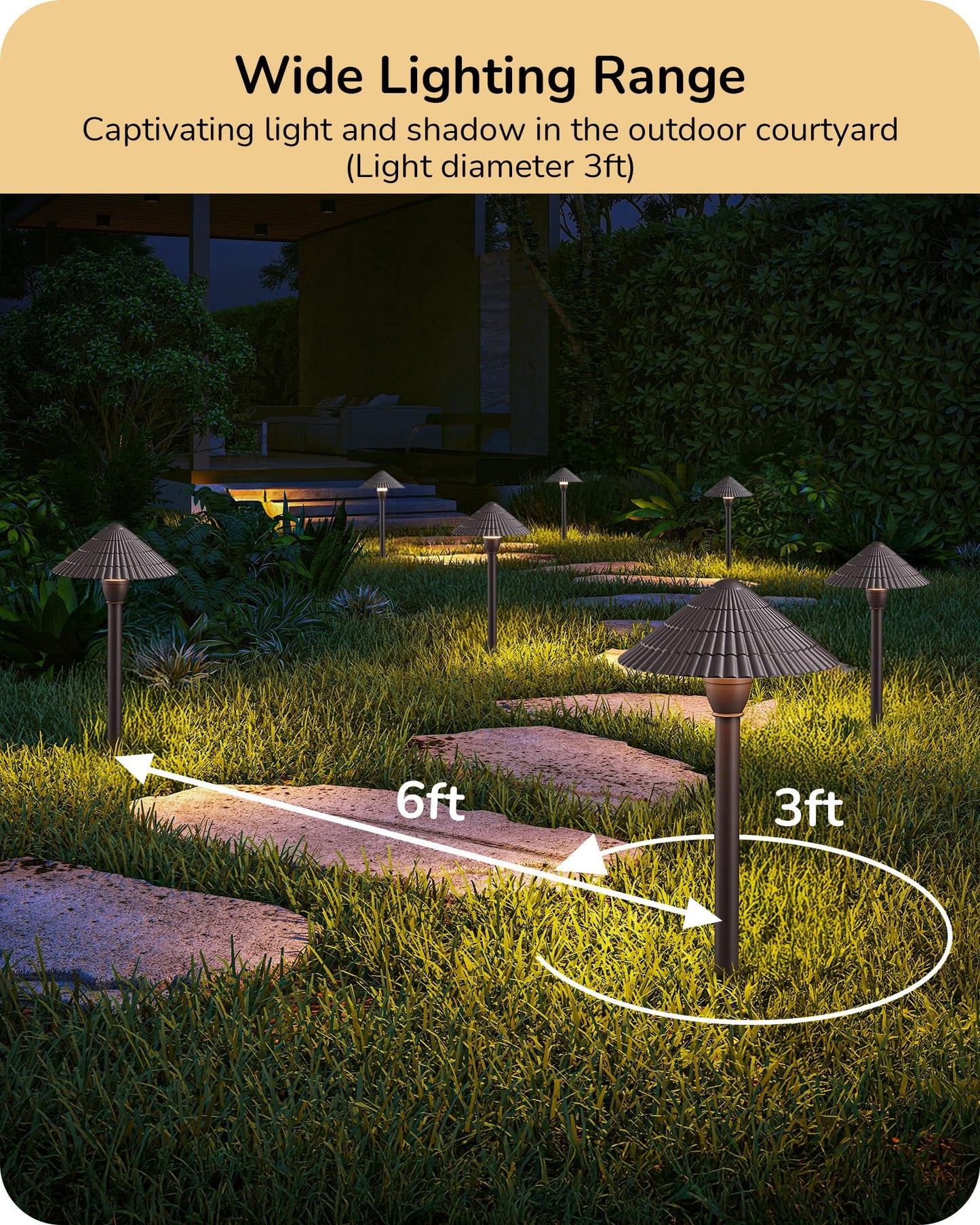 EDISHINE 5CCT Low Voltage Landscape Lighting, 2700K-5000K LED Pathway Lights Wired, 12V AC/DC 3W 160LM Die-Cast Aluminum Waterproof Outdoor Landscape Path Lights for Sidewalk Garden Yard, 8 Pack