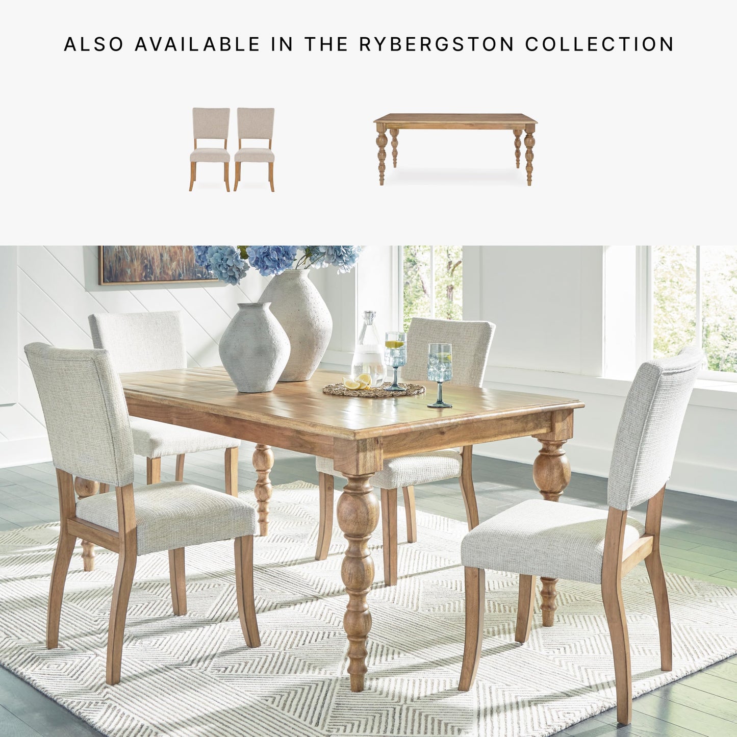 Signature Design by Ashley Rybergston Casual Dining Table with 4 Legs, Light Brown