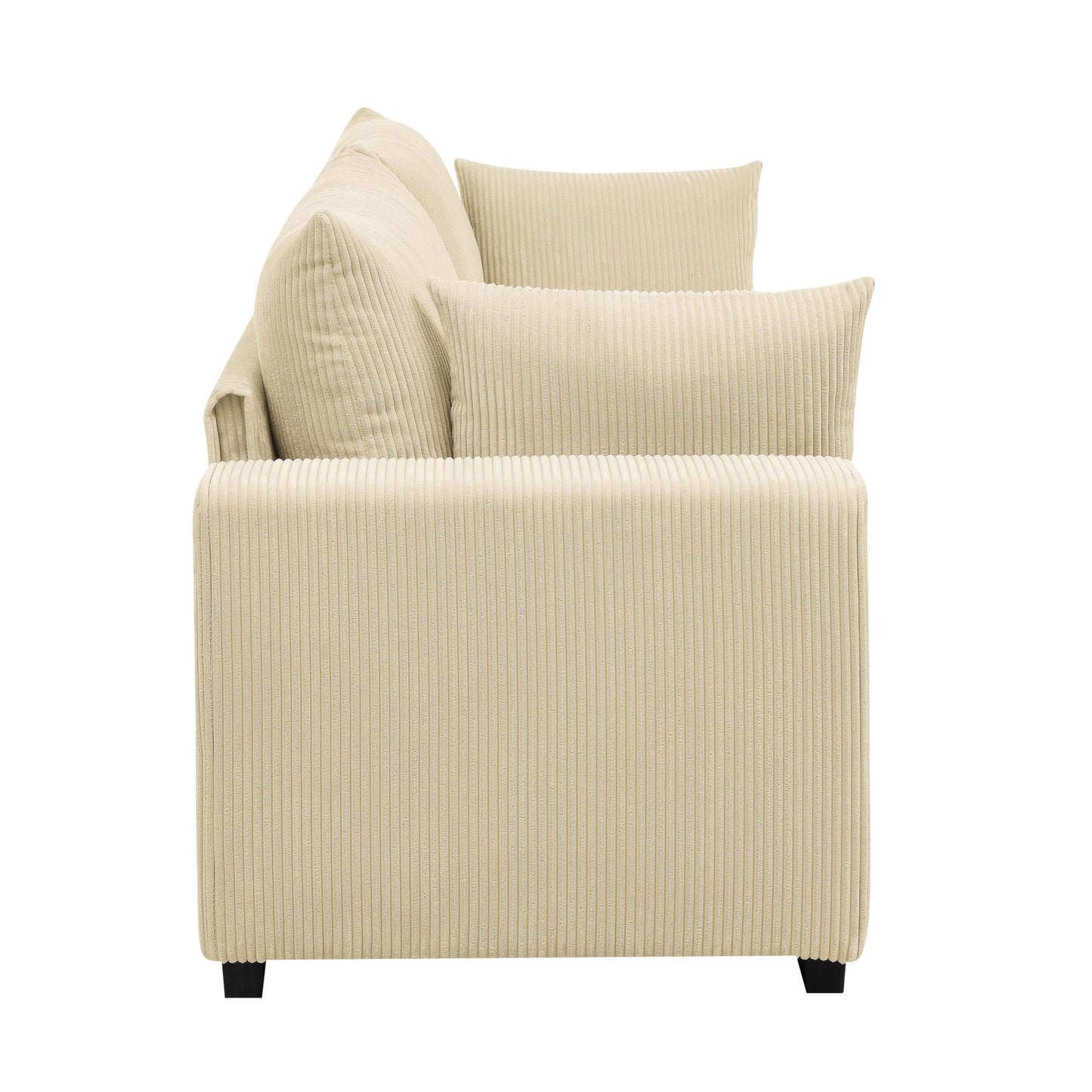 MYEYPEL Corduroy 2 Seat Sofa with 2 Pillow,79" Comfortable Straight-Row Sofa,Modern Minimalist Style Couch,Upholstered Loveseat Couch for Apartment,Living Room,Office,Cream