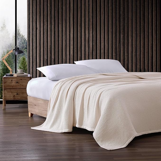 Eddie Bauer Blanket Soft Waffle Weave Bedding, Medium Weight Bedroom Decor, Softens Every Wash, Queen, White