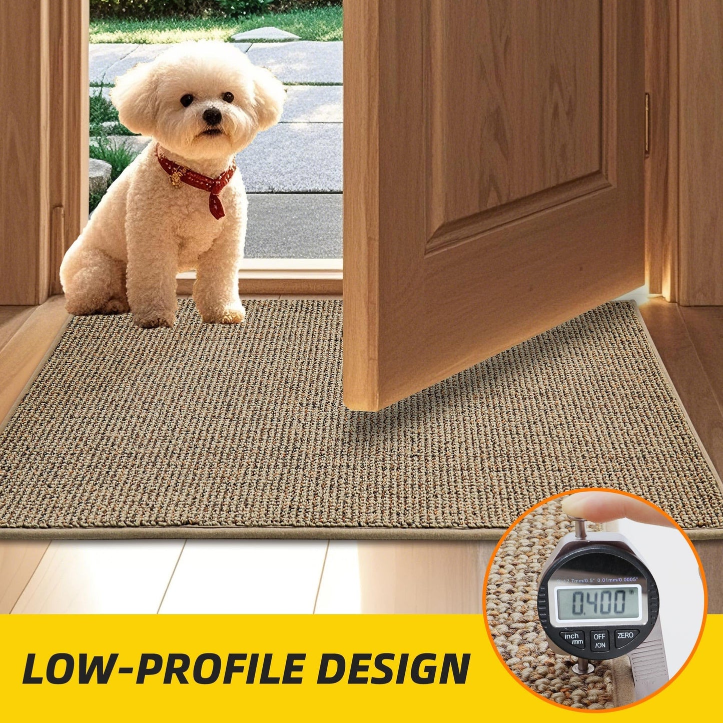 JSEI Dirt Trapper Door Mat 24"x60" Non-Slip Washable Entrance Mat, Dog Doormats, Absorbent & Fade-Resistant Floor Mats, Low Profile Welcome Mats for Entryway, Front Door, and Inside Entrance, Beige
