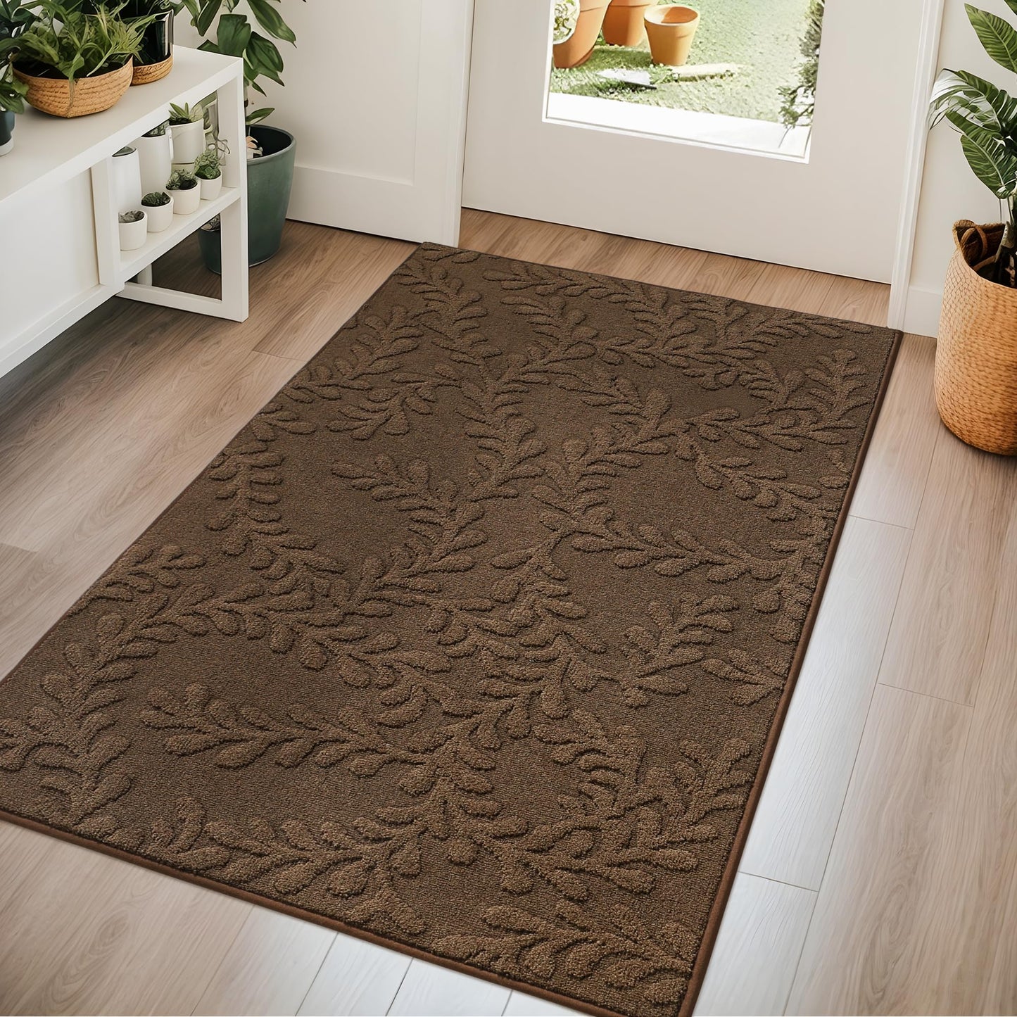 BEQHAUSE Door Mats 36”x60”, Dirt Trapper Doormats Indoor, Non-Slip Washable Entryway Rugs, Super Absorbent Welcome Mat for Front Door, Muddy Shoes & Paws, Brown