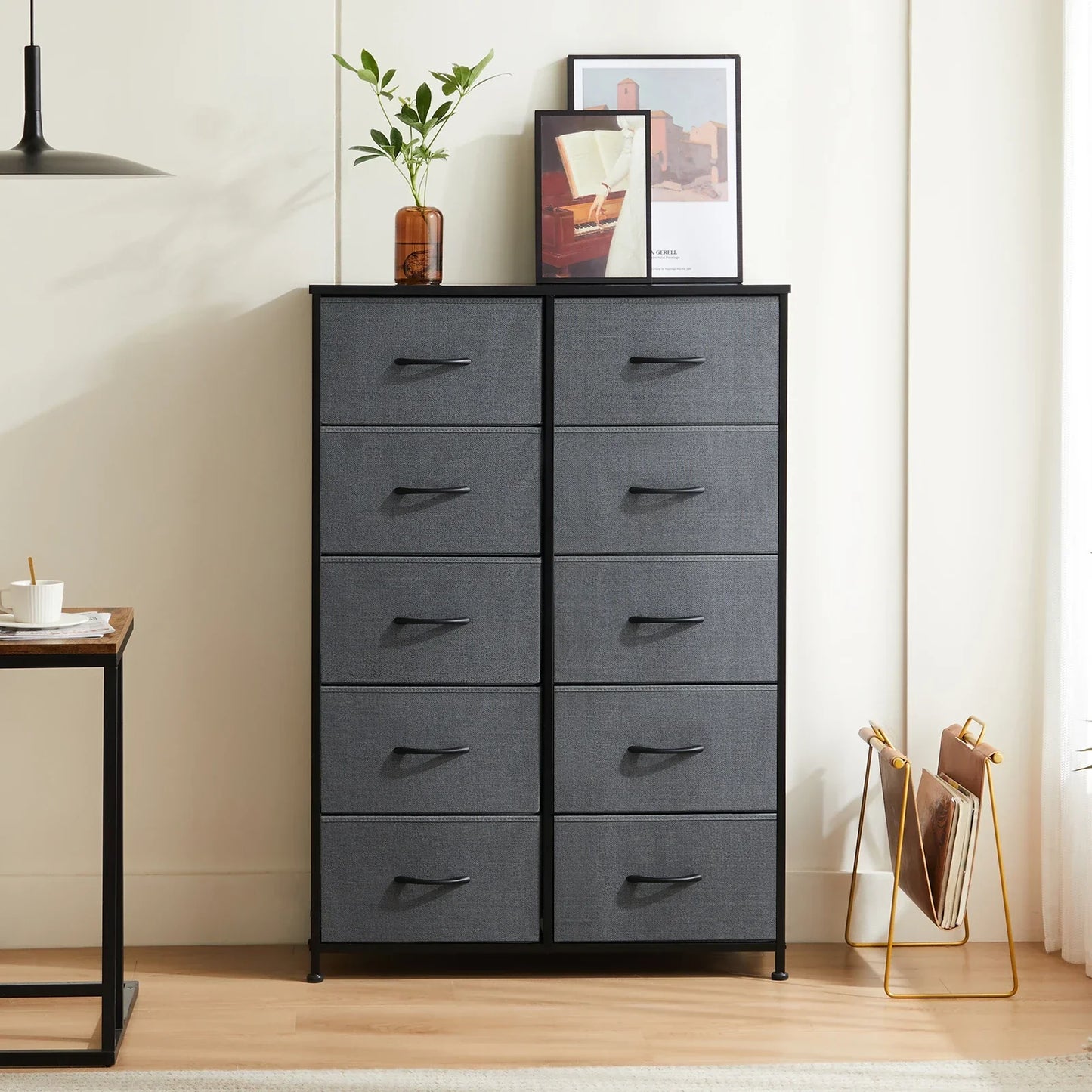 JHK Table with 10 Fabric Drawers