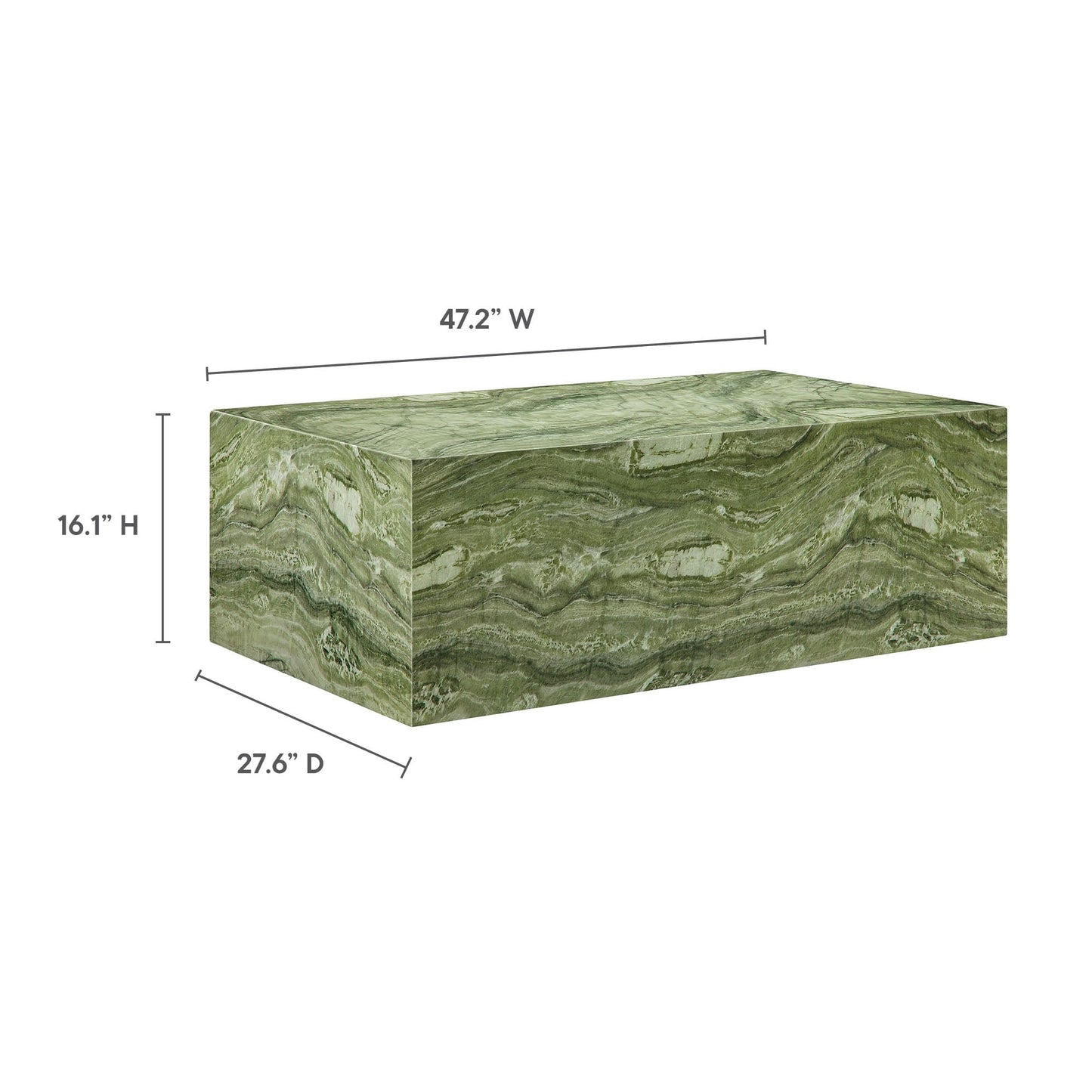 Coffee Side Table, Green, Faux Stone Concrete, Outdoor Patio Balcony Cafe Bistro Garden Hospitality Restaurant, Modern Contemporary, HB37587