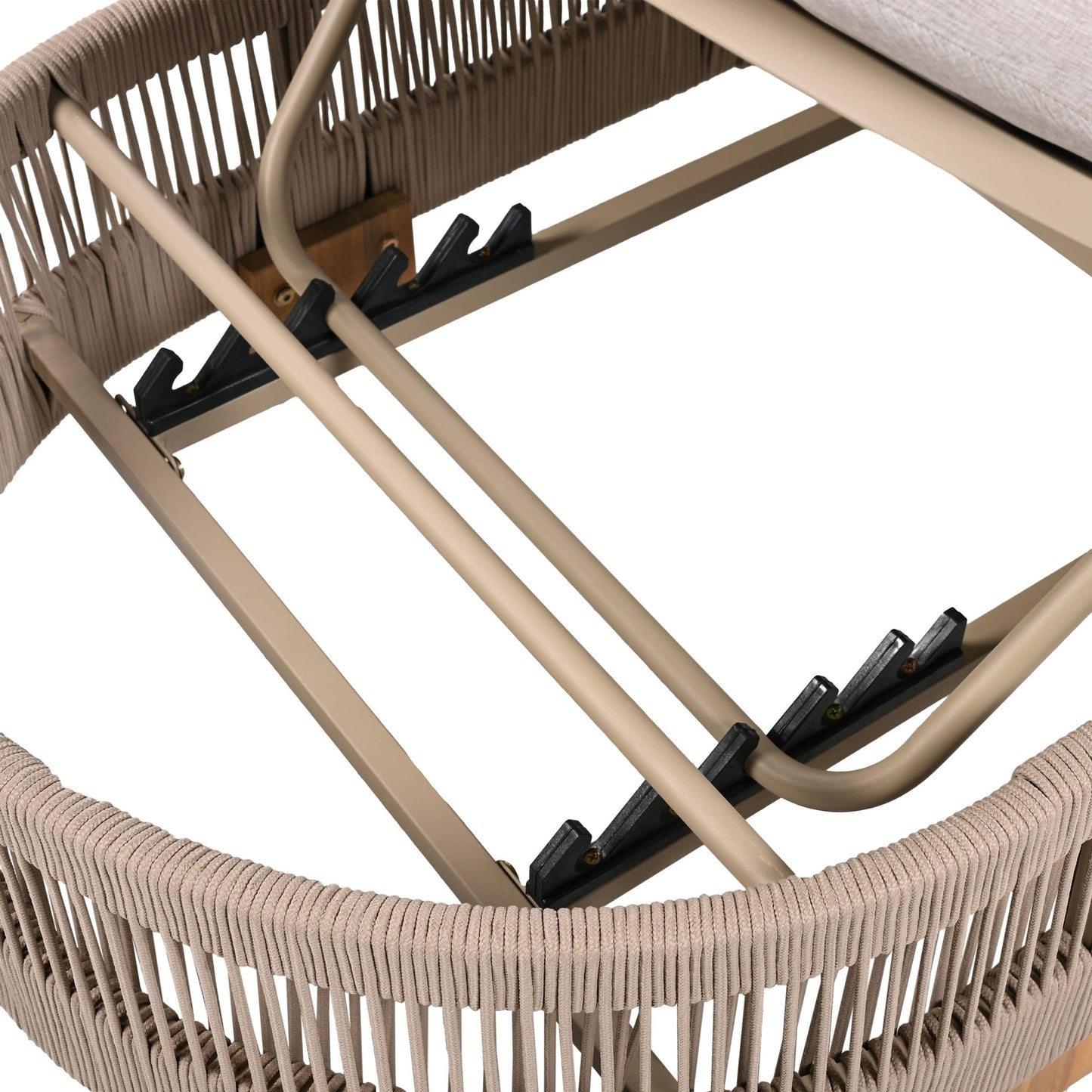 Christopher Knight Home Outdoor Chaise Lounge with Cushion & Side Table, Woven Rope Design, Beige