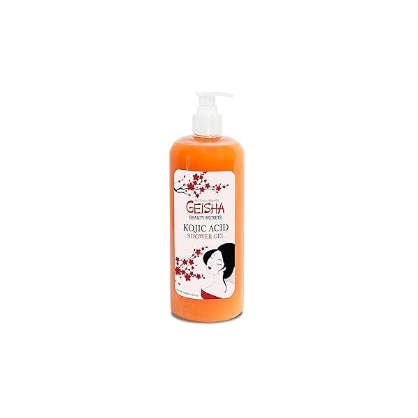 OMIC Geisha, Kojic Acid Skin Brightening Body Wash - 33 Fl oz / 1000 ml Even Out Tone, Radiance, Face and Shower Gel, with Coconut Oil Shea Butter