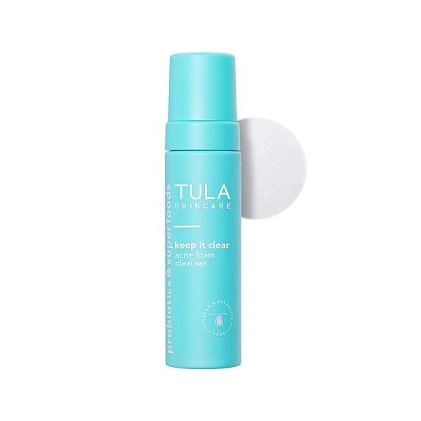 TULA Skin Care Keep It Clear - Acne Foam Cleanser, Contains Salicylic & Azelaic Acid Probiotics, Clears Soothes Acne, Brightens Past Blemish Marks, 6.3 fl oz.