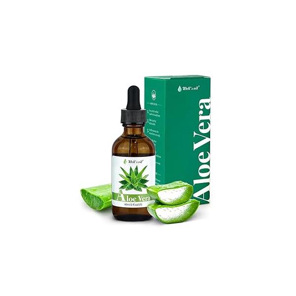 Well's Oil Aloe Vera - Hydrating, Strengthening & Nourishing | Hair Growth Sunburn Relief All Natural For Skin and Care (2 Fl Oz / 60 ml)