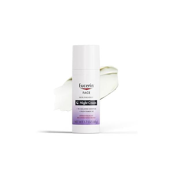 Eucerin Skin Balance Night Cream, Sensitive Face Moisturizer Enriched with Tri-Balance Complex, 1.7 Oz Bottle