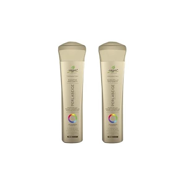 Naissant Set No Yellow Shampoo, Treatment Mask. Color Care,Hair Intensifier and Damage Repair. Without Salt Parabens for Blonde Hair (Perla Beige)