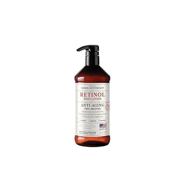 Rosen Apothecary Anti-Aging Retinol Body Lotion, Caffeine Firms Skin, Boosts Collagen, Restores Youthful Glow, 480ml