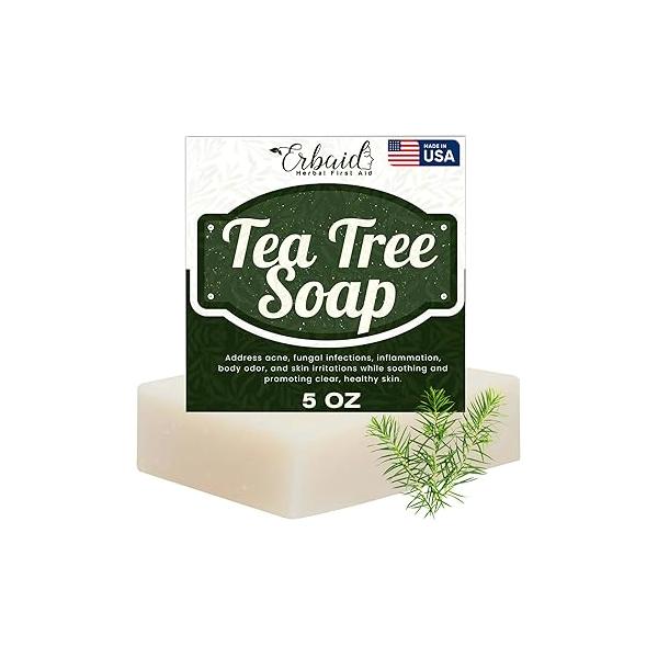 Tea Tree Soap - Natural Defense Oil Wash Bar for Face & Body Remedy Fights Acne, Skin Irritation, and Prevents Breakouts Deeply Cleansing, Hydrating Cleanser Calm, Fresh