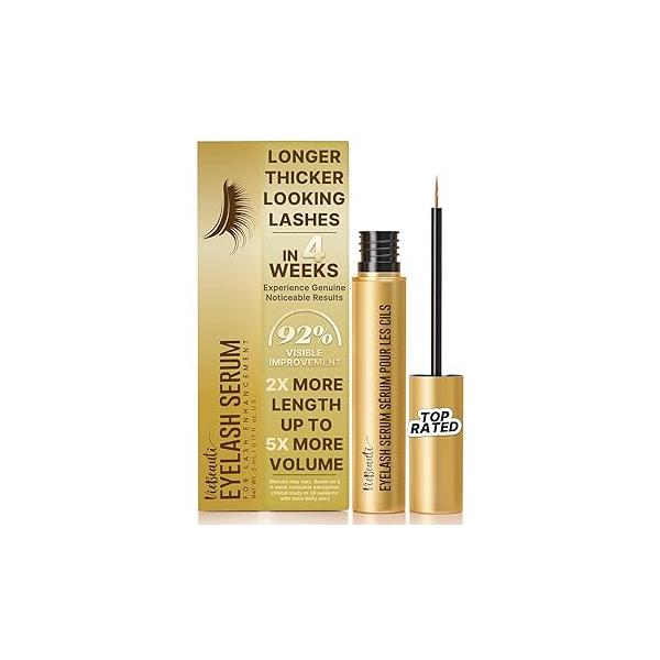 Eyelash Serum for Lash Growth Women: Natural Longer Fuller Healthier Lashes - Vegan & Cruelty-Free Enhancer Sensitive Eyes 5mL 0.17 Fl Oz 5-Month Supply